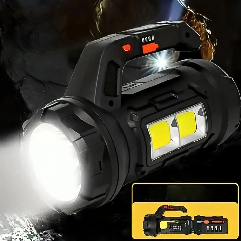 Multi Function Hand Light Rechargeable LED Flashlight 10 hrs Torch Emergency Light-image-28