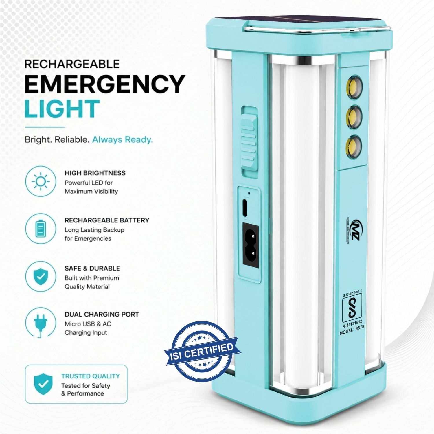 LED Lantern 8 Hours Backup Solar & USB Charging Lamp for Home, Office, Camping 8 hrs Lantern Emergency Light-image-8