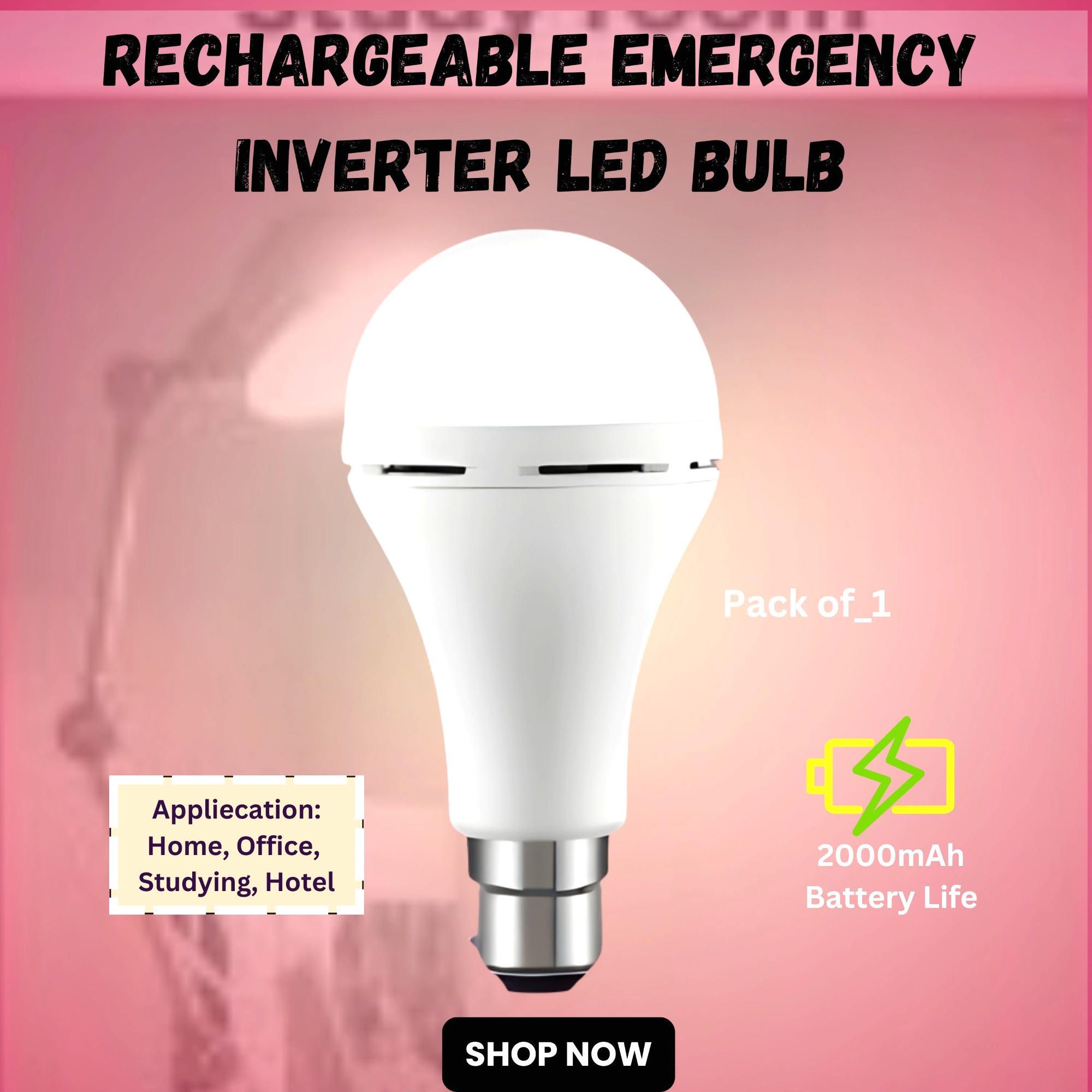 guggu Rechargeable Emergency Bulb Inverter Bulb for home 3Hr battery backup RW322 4 hrs Bulb Emergency Light-picture-0