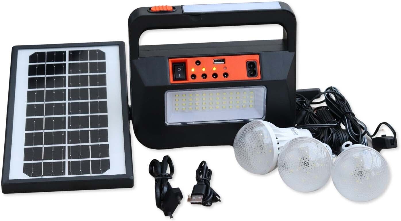 RL-4790 Portable Solar Inverter + 3 Bulb + Solar Plate + Mobile Charging Cable 10 hrs Flood Lamp Emergency Light-image-15