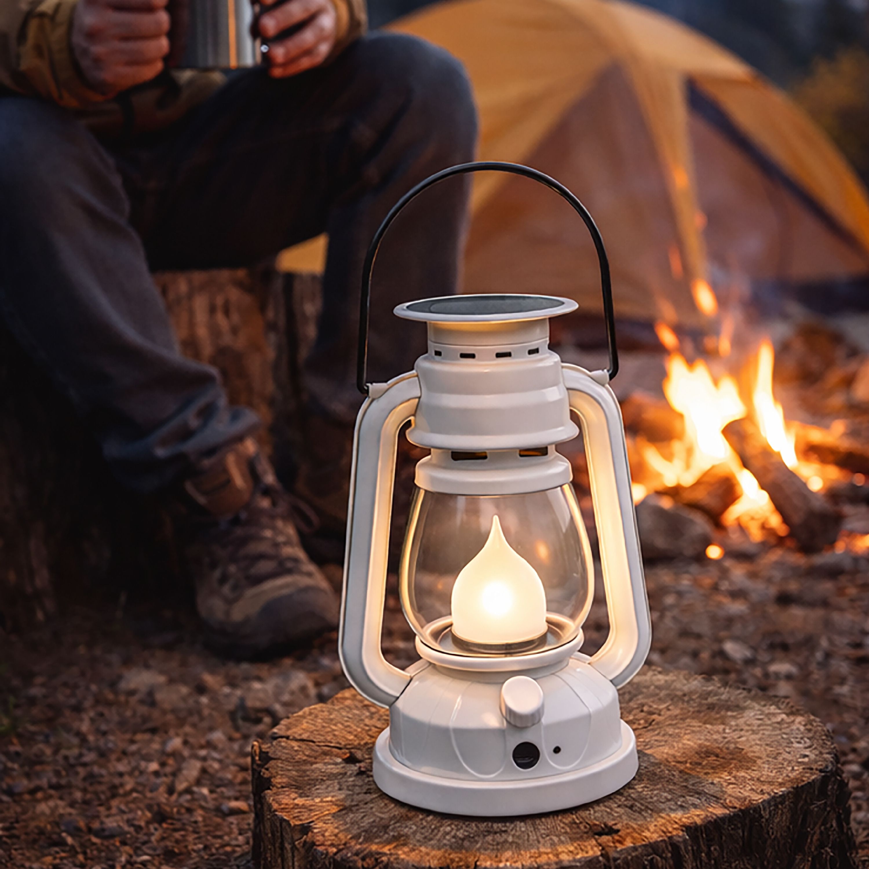 hovexs Hi-Bright LED with 1st Step Night Lamp Solar Rechargeable White Plastic Hanging Lantern-picture-14