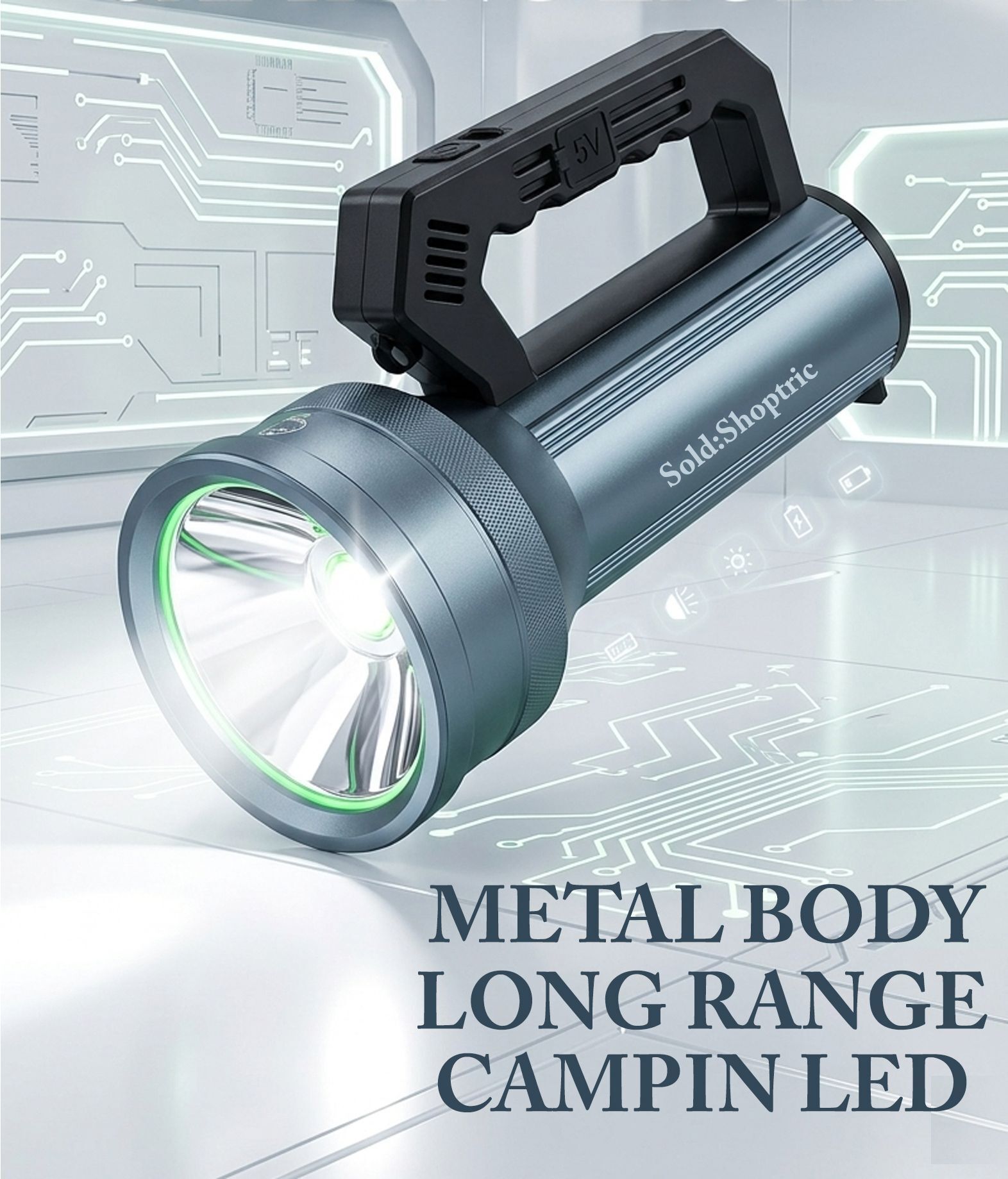 shoptric 200W Metal Body Blinker Torch 3 Km Long Range Bright LED with Power Bank Port 24 hrs Torch Emergency Light-picture-21