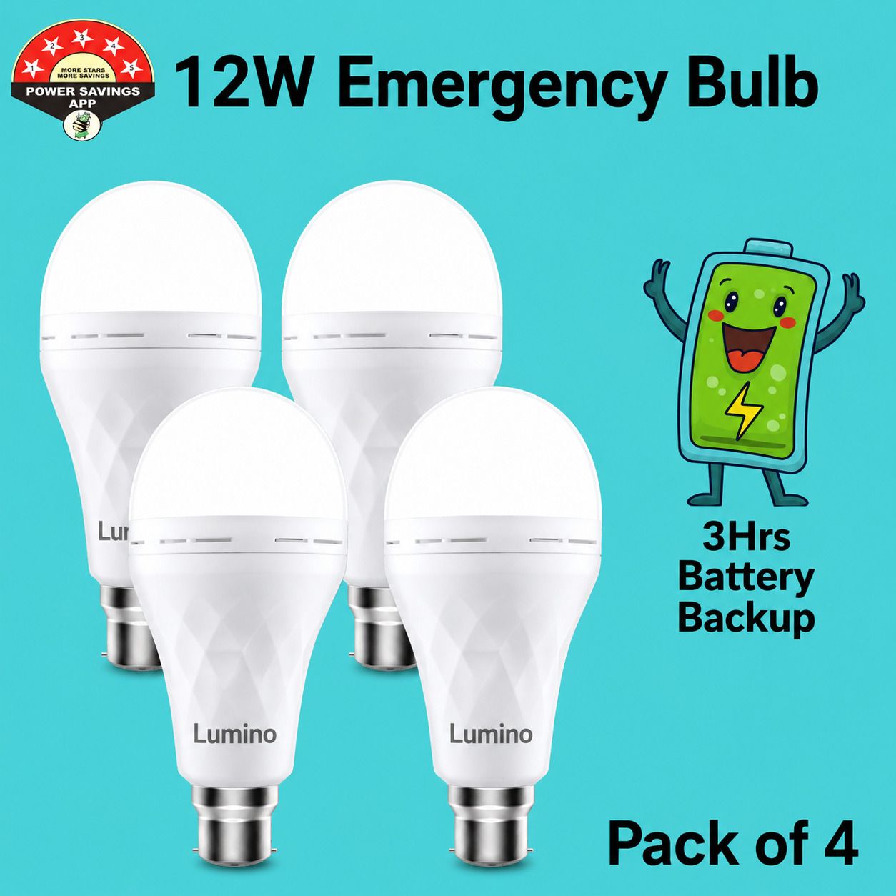 12W Inverter Bulb Rechargeable LED Light | Pack of 4 4 hrs Bulb Emergency Light-image-12