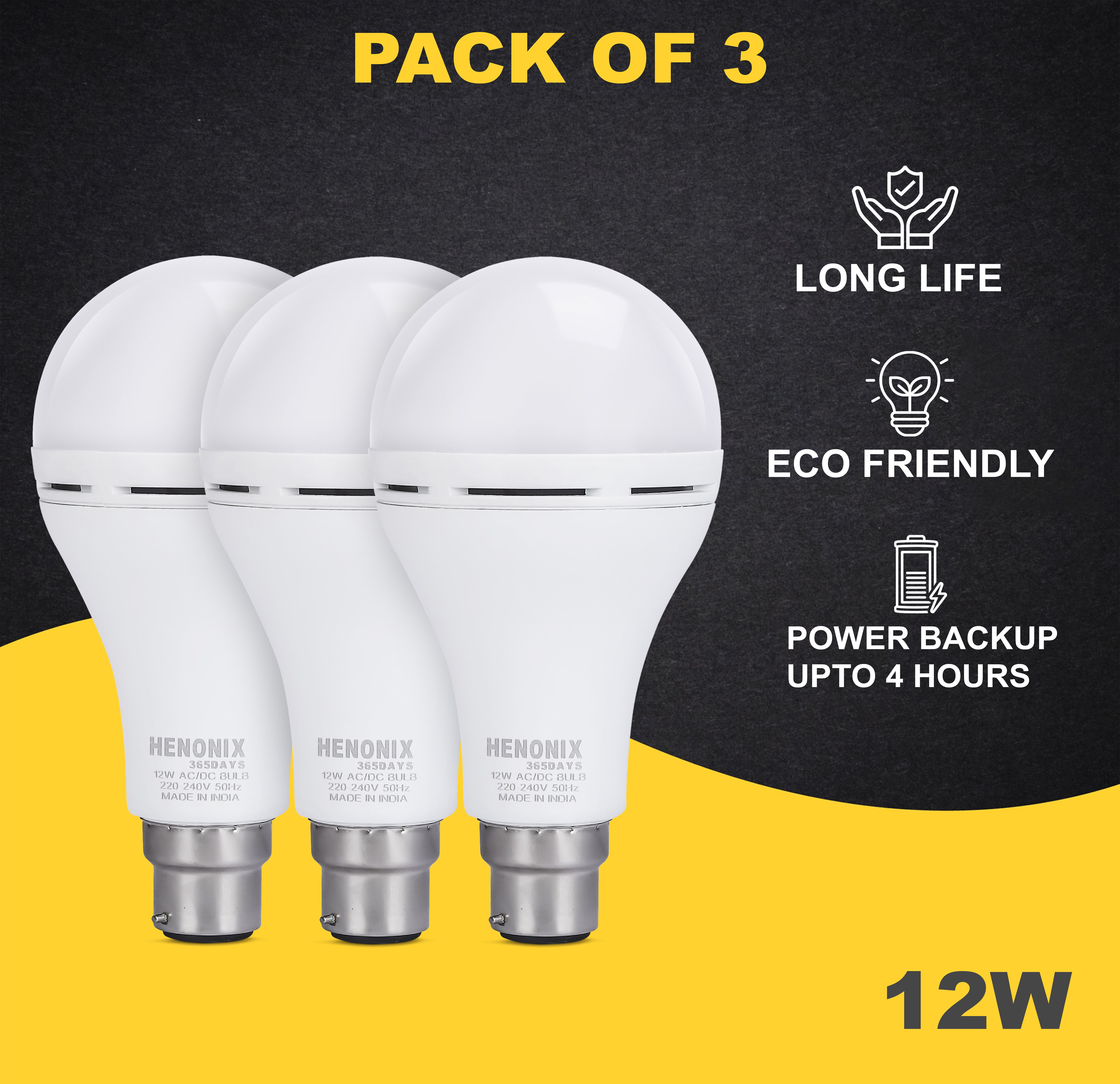 12W Emergency LED Bulb with Built-in Battery Backup for Power Failures 4 hrs Bulb Emergency Light-image-24