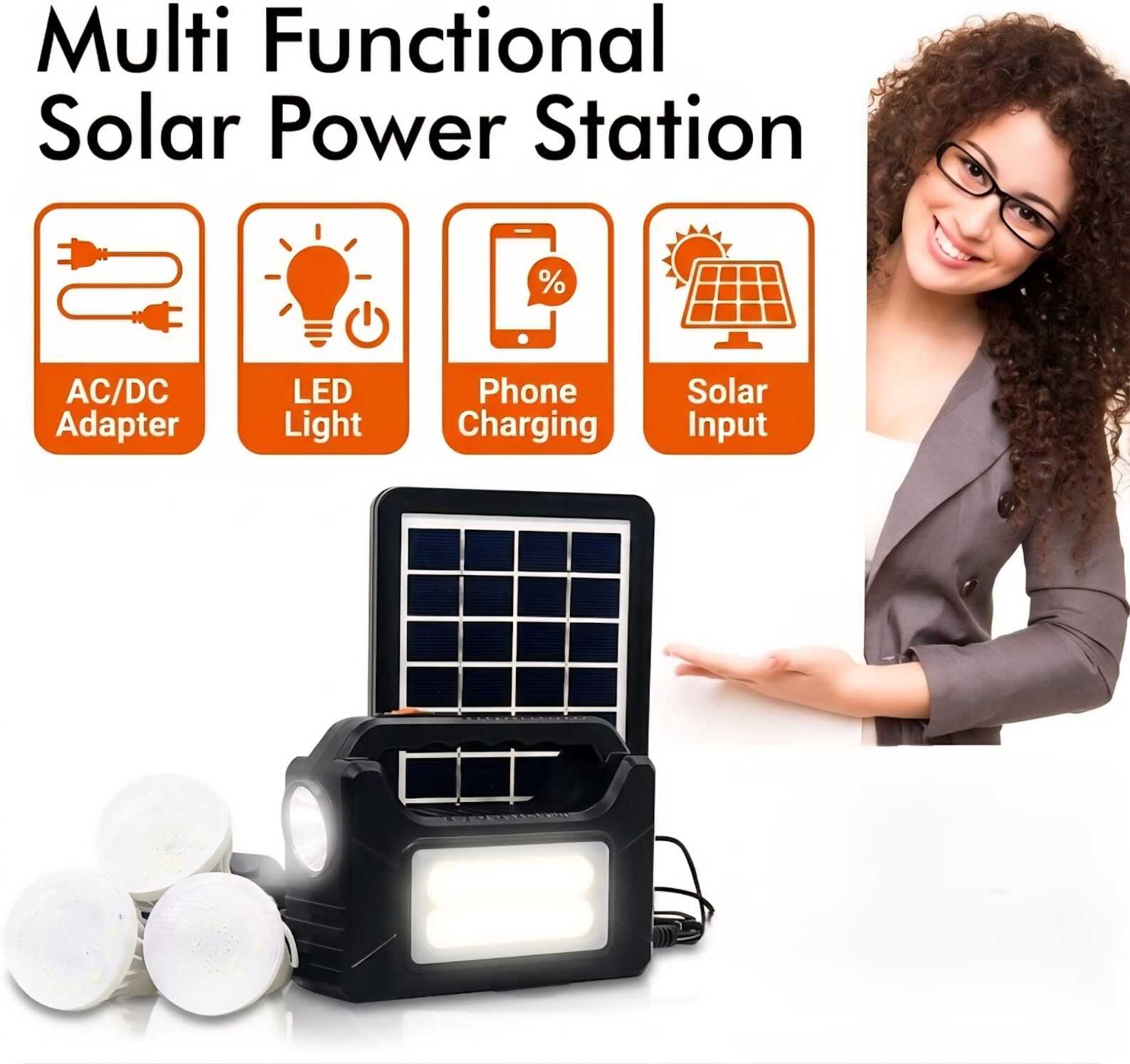 RL-2490 Portable Solar LED Lighting System with USB Output & Rechargeable 6 hrs Flood Lamp Emergency Light-image-2