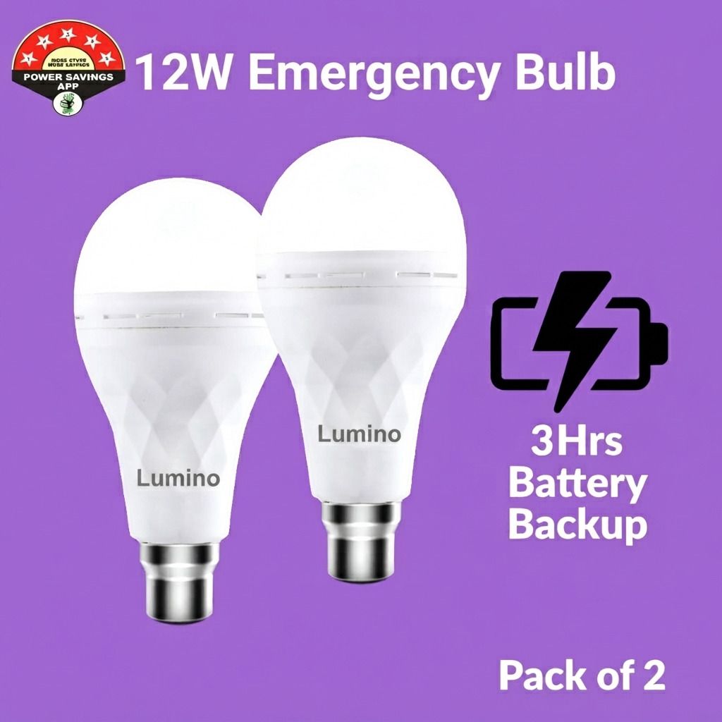 12W Rechargeable Emergency Inverter LED Bulb with 4H Backup for Office Pack of 2 3 hrs Bulb Emergency Light-image-42