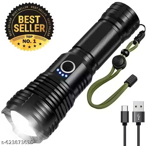 376 Torch 90000 Lumens Bright Torch, 9600mAh, IP67 Waterproof, Rechargeable 8 hrs Torch Emergency Light