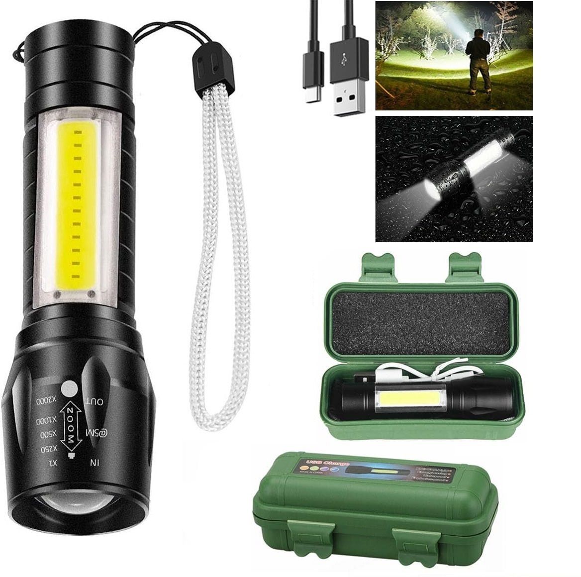 USB Rechargeable Mini Pocket Torch Light With Focus Light 5 hrs Torch Emergency Light