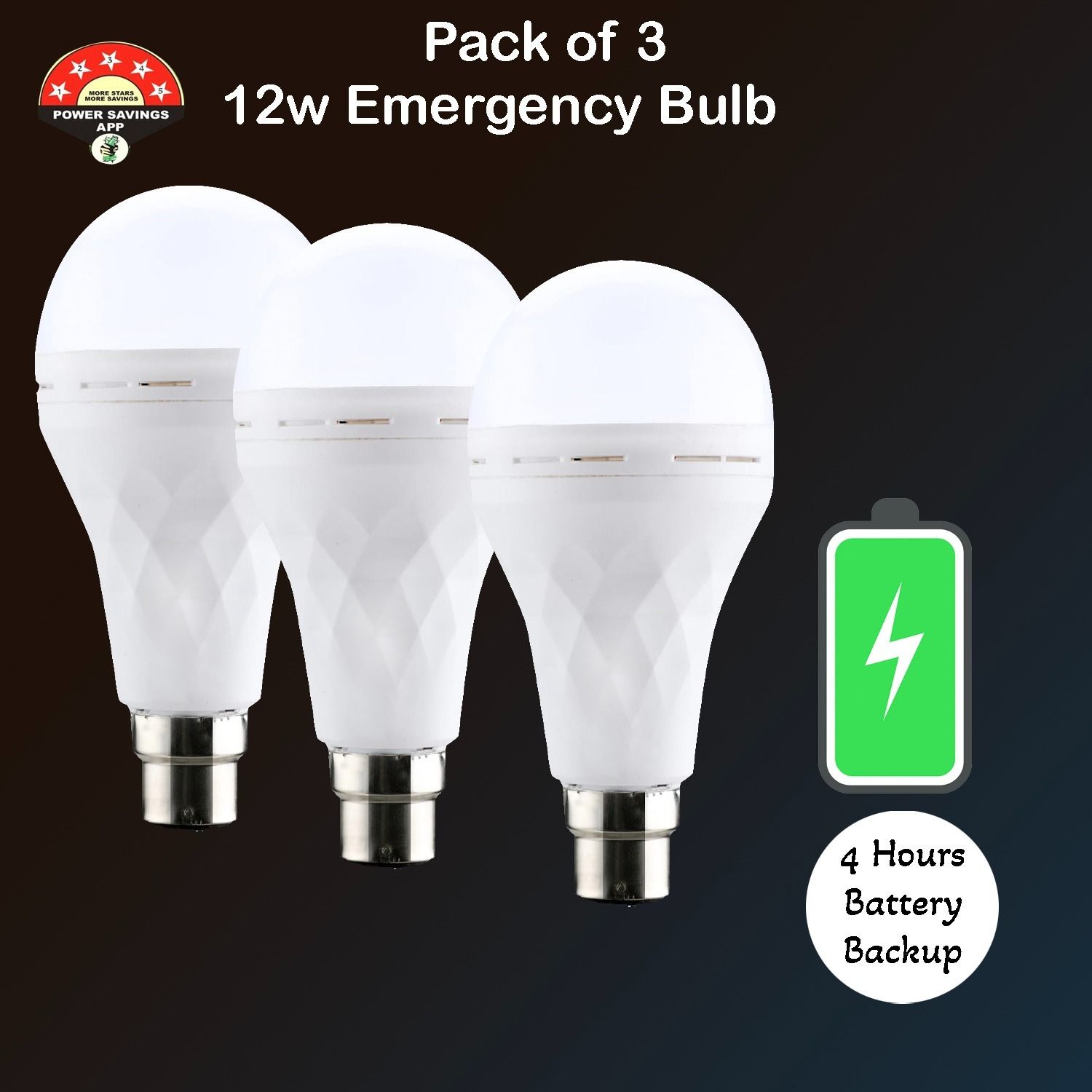 12W Inverter Emergency LED Bulb with Rechargeable Battery 4H Backup Pack of 3 3 hrs Bulb Emergency Light-image-7