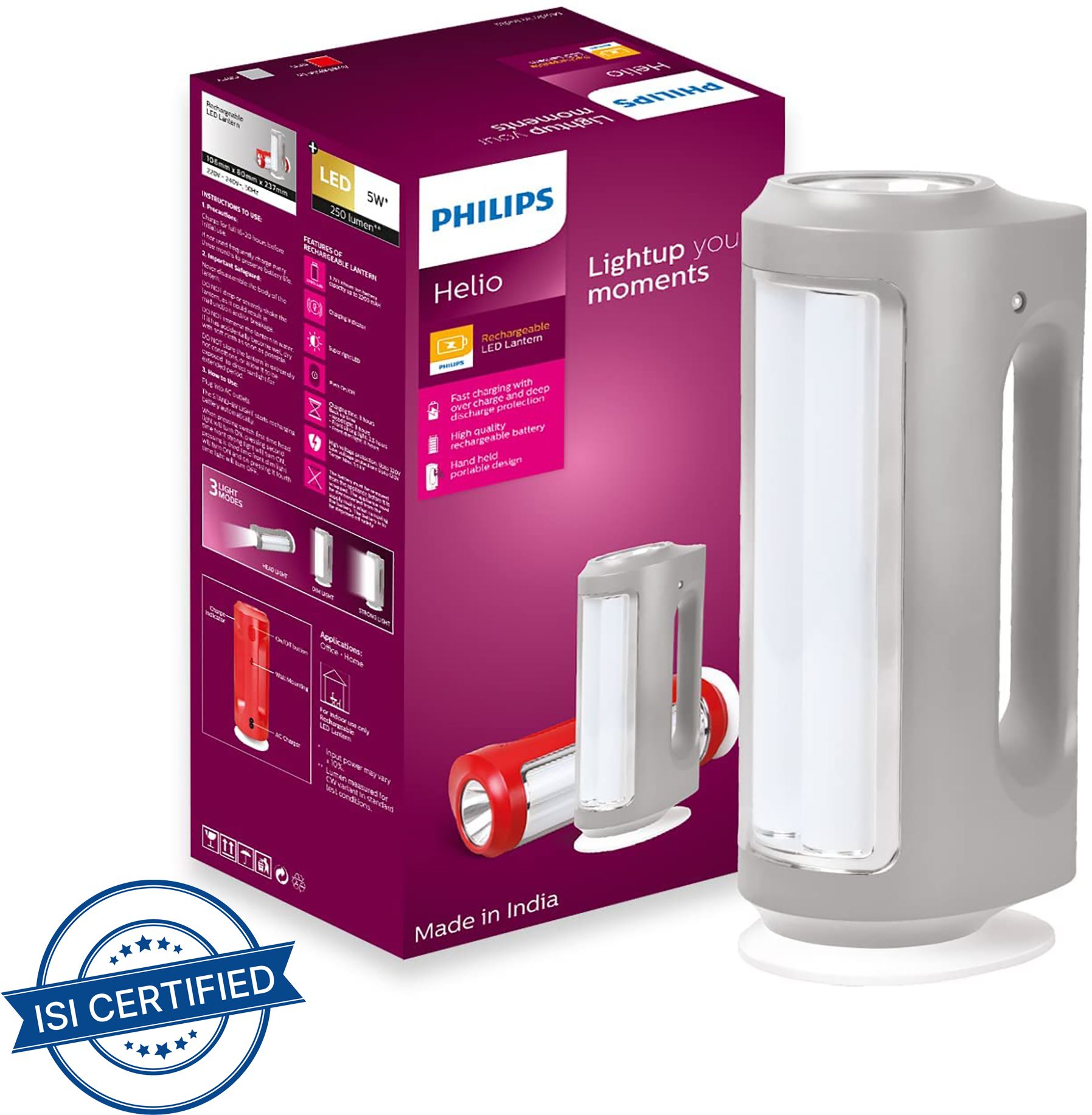 philips 5W Helio Rechargeable LED Emergency Light/Lantern (Grey) (581956), with Wildcraft Mask , Pack of 1 8 hrs Lantern Emergency Light-picture-14