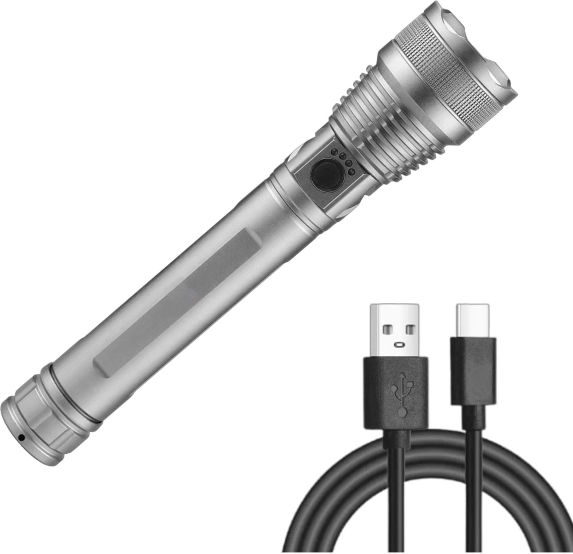 finaro Rechargeable Zoomable LED Torch Light ,5 Modes Metal Body Long Range Flashlight 8 hrs Torch Emergency Light-picture-20