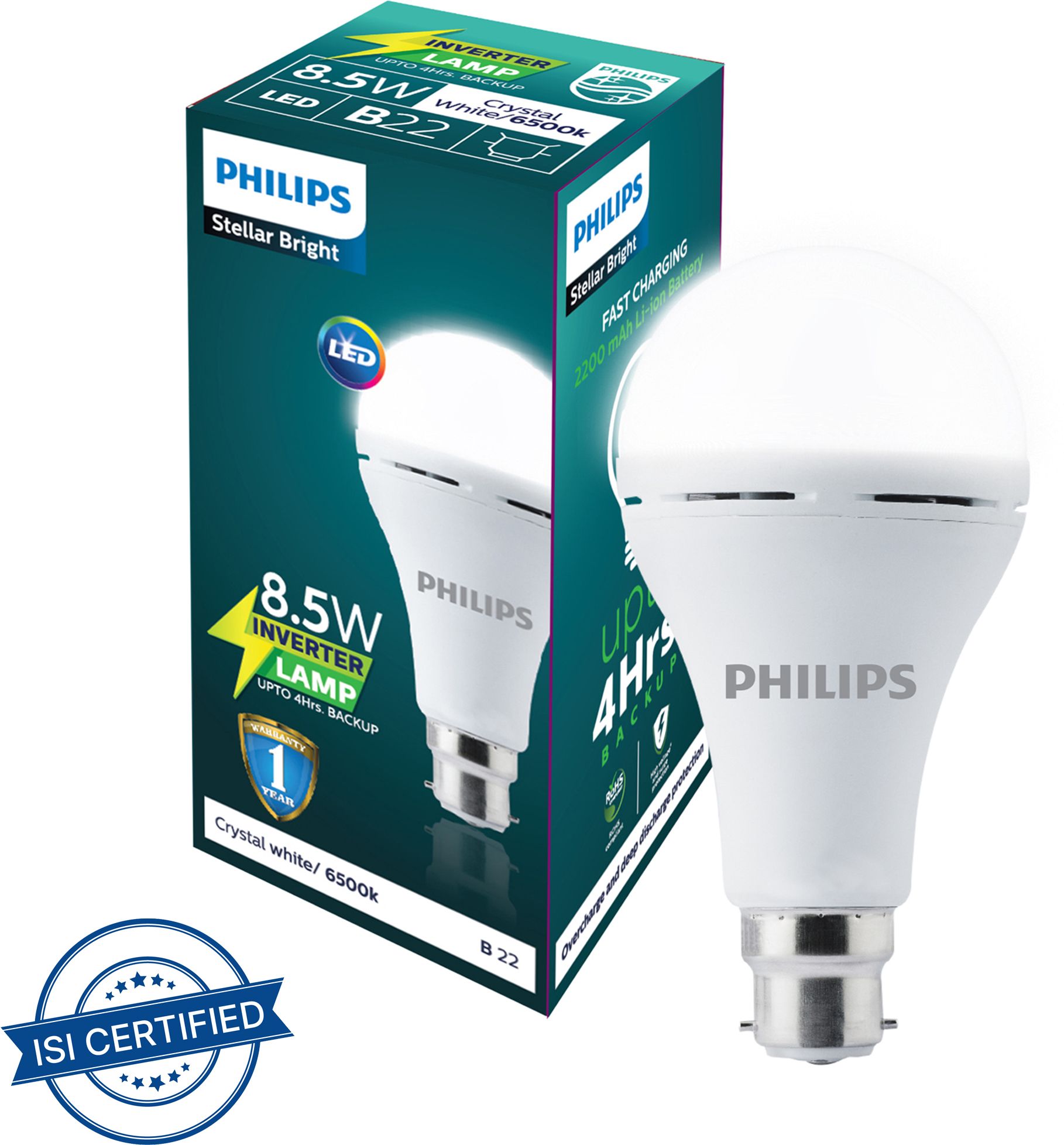 8.5W Rechargeable Emergency Inverter LED Bulb (Pack of 1) with backup upto 4 hrs 4 hrs Bulb Emergency Light