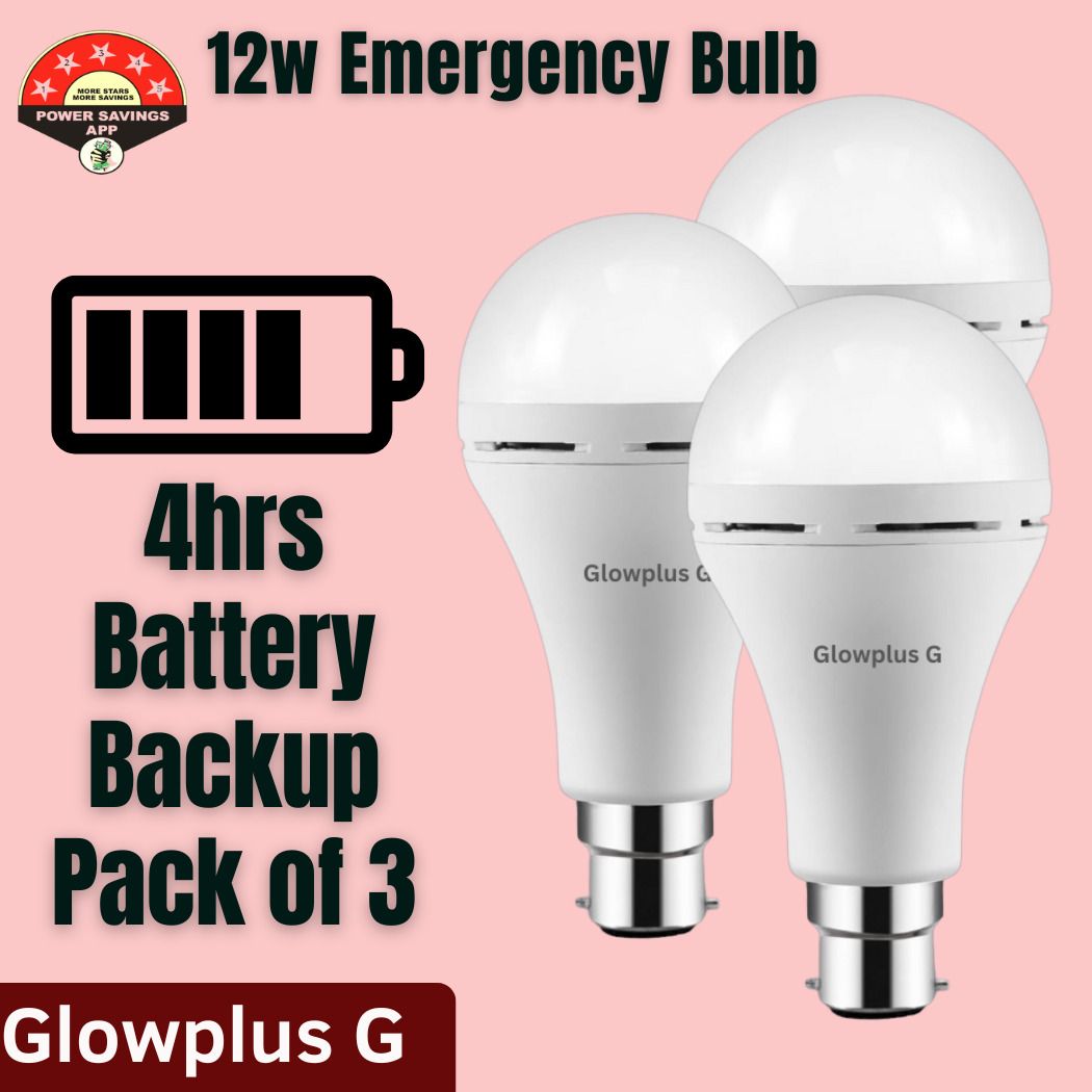 Pack of 3 – 12W Emergency Rechargeable Bulb | Power Cut Backup Light 3 hrs Bulb Emergency Light