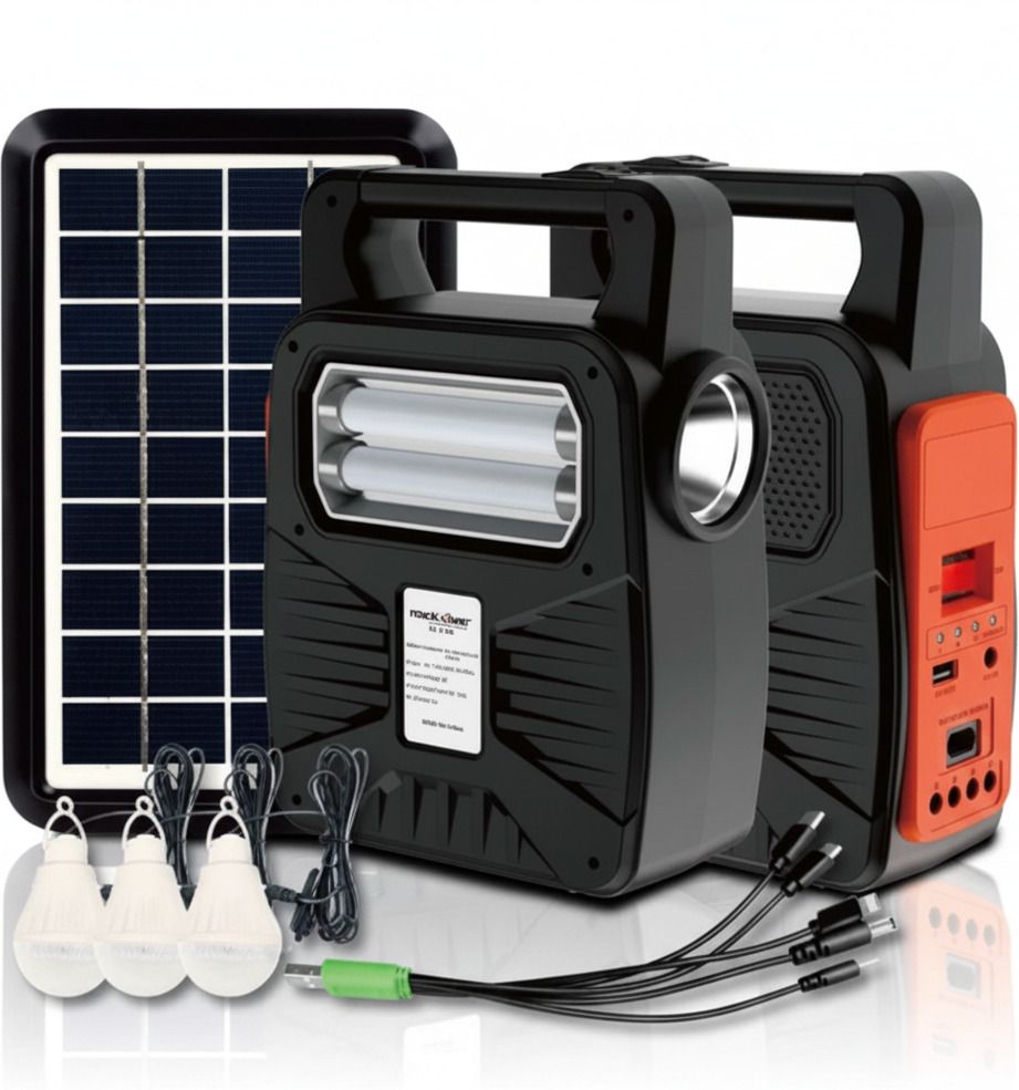 Portable Solar Power Backup Generator with rechargeable battery 10 hrs Torch Emergency Light-image-47