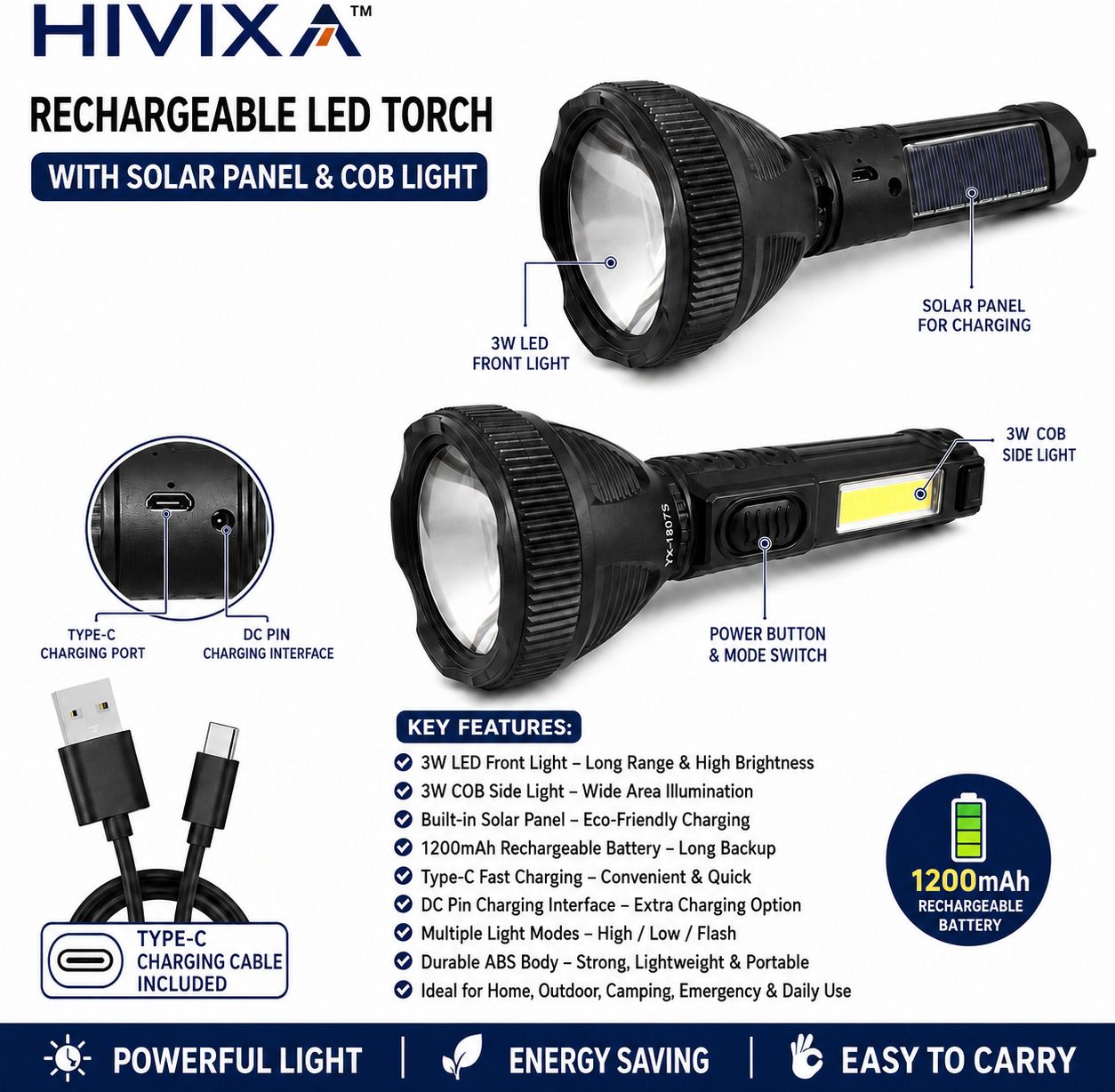 hivixa HVX SOLAR TORCH 777 7 hrs Torch Emergency Light-picture-5