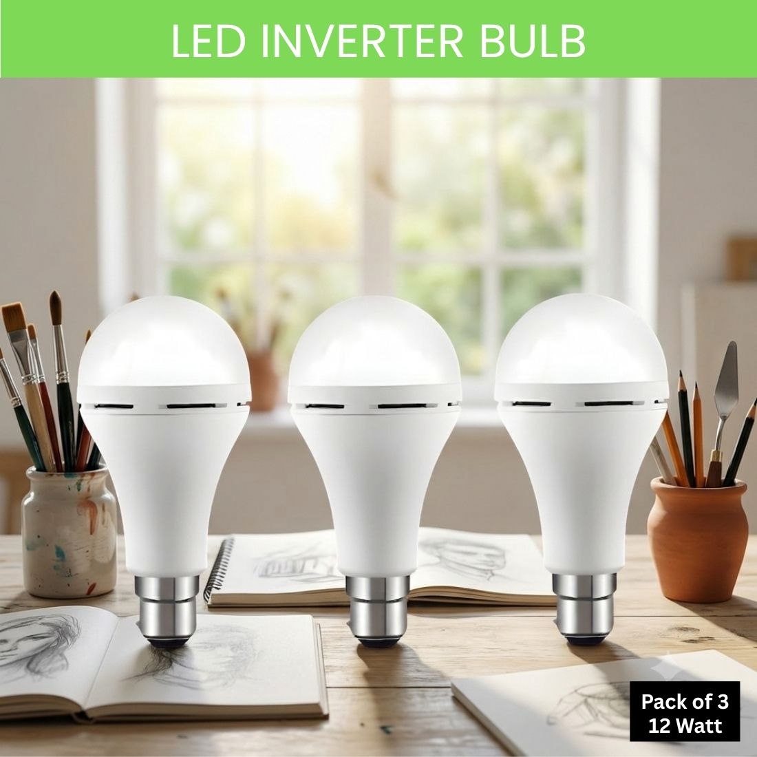 guggu Rechargeable Emergency LED Bulb, Power Cut Backup Light For Home Pack of-3 IU382 4 hrs Bulb Emergency Light-picture-10