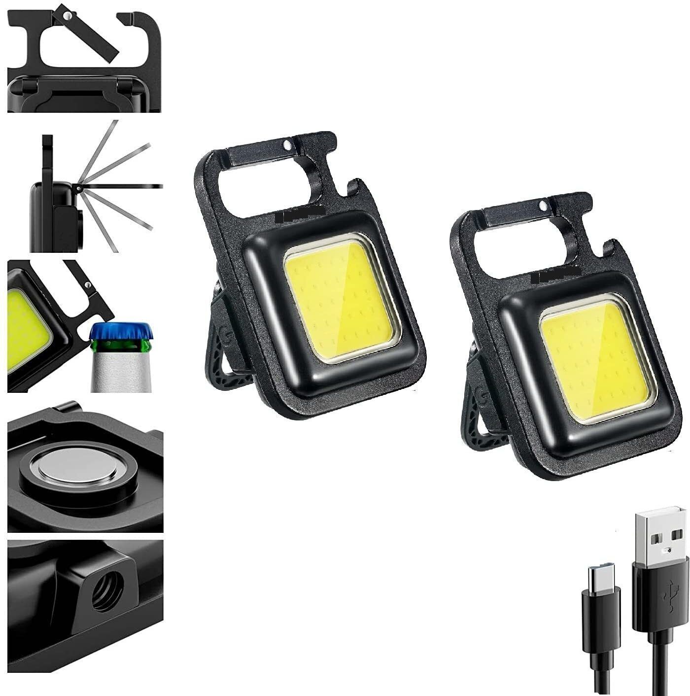 LED Mini COB rechargeable Keychain Emergency light 3 Light Modes Bottle Opener 3 hrs Torch Emergency Light-image-11