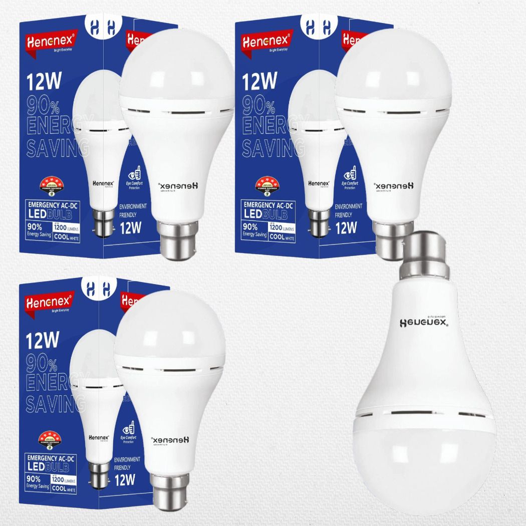 henonex Rechargeable 12W Emergency Bulbs | Pack of 4 for Power Cuts 4 hrs Bulb Emergency Light-picture-21