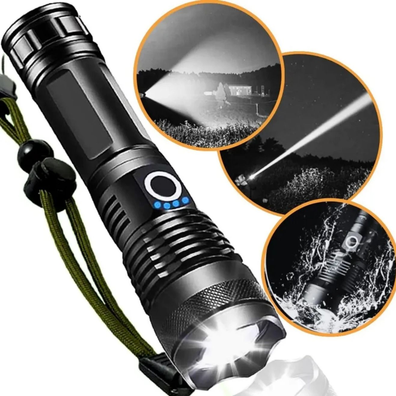 LED Torch, USB Rechargeable Torch, Super Bright 3000 Lumens, Tactical 8 hrs Torch Emergency Light-image-18
