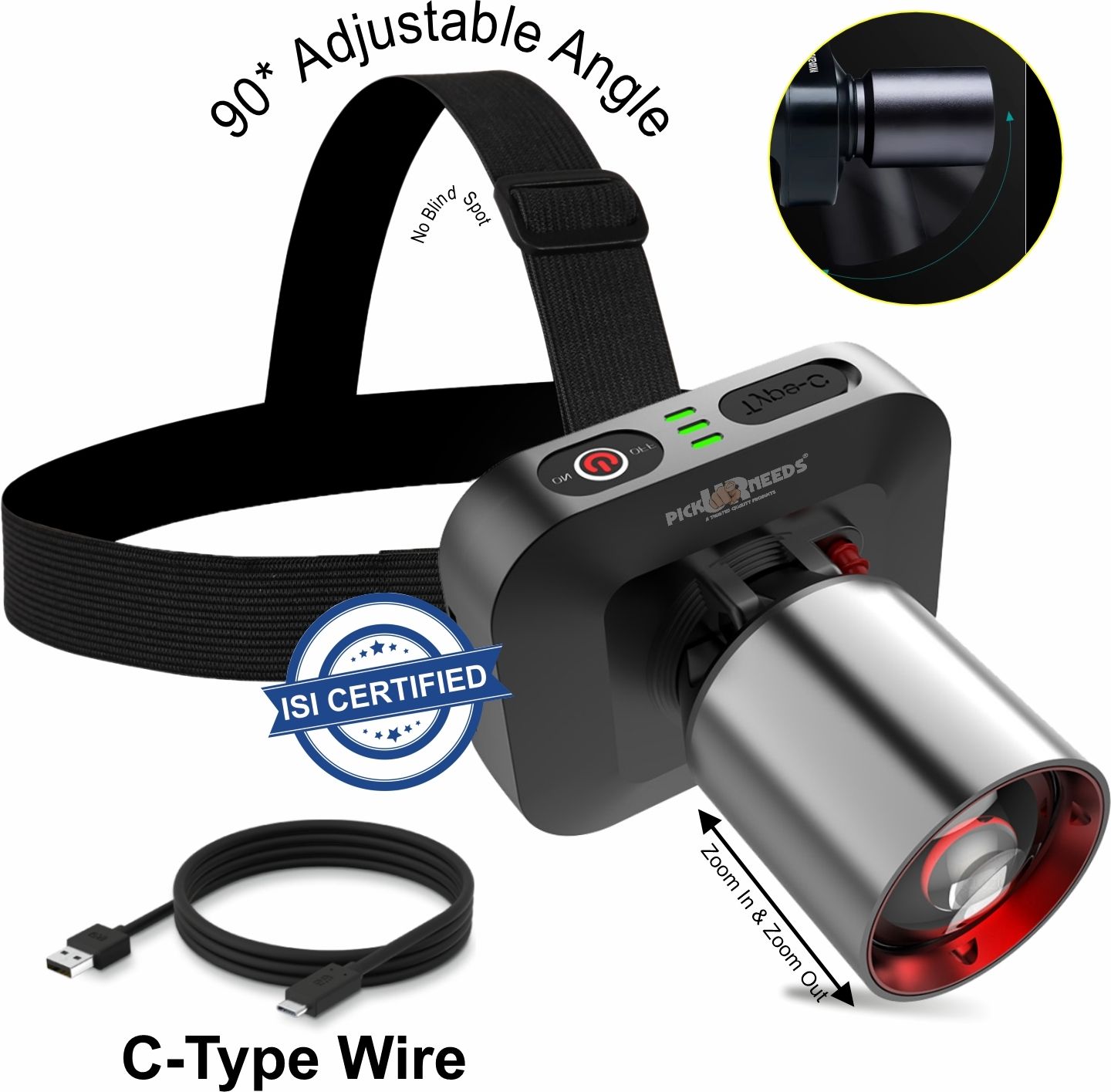 pick ur needs Chargeable Aluminium Body Head Lamp With 3 Mode LED Zooming Head 1800mAh Battery 5 hrs Torch Emergency Light-picture-37