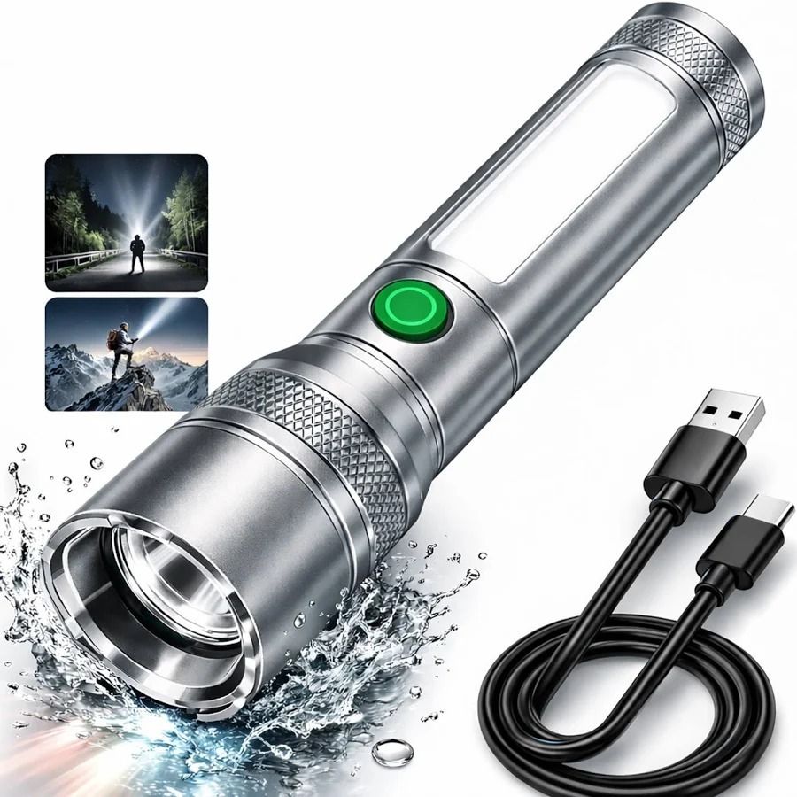 Long Range USB Rechargeable Flashlight 5 hrs Torch Emergency Light-image-26