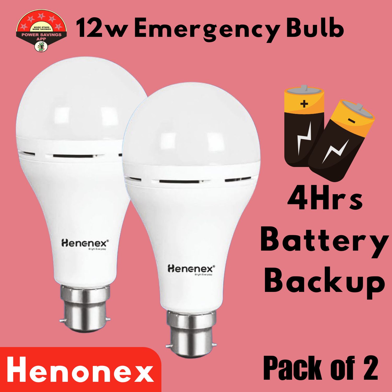 Power Cut Emergency Bulb Pack of 2 | 9 Watt Backup Light 2 hrs Bulb Emergency Light-image-9