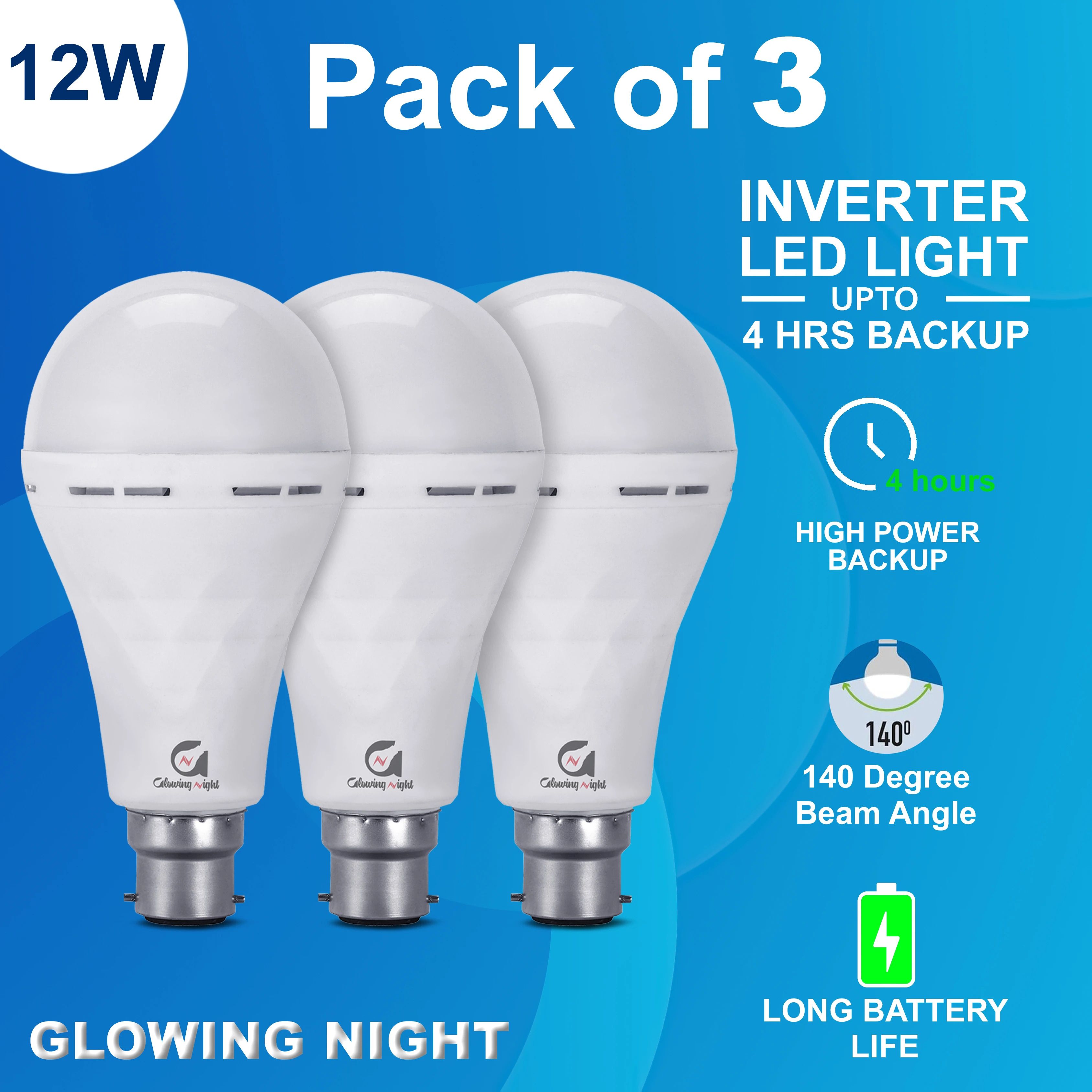 12 W Round B22 Inverter Bulb 4 hrs Bulb Emergency Light