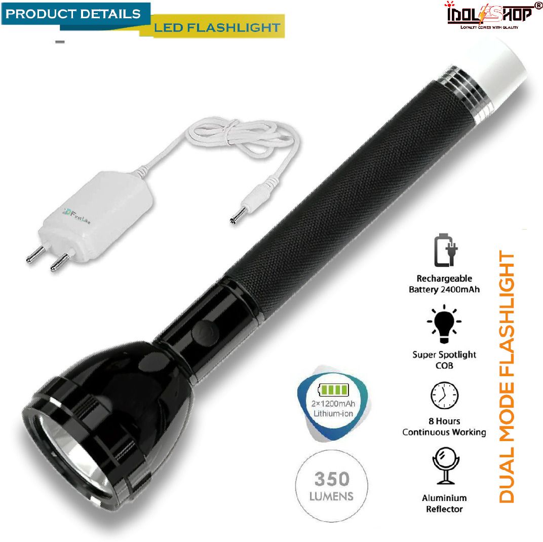 2 IN 1 Rechargeable Waterproof Dual Mode Powerful Long-Range Up to 1 KM Flashlight with Backlight With 3000mAh Battery 8 hrs Torch Emergency Light-image-34