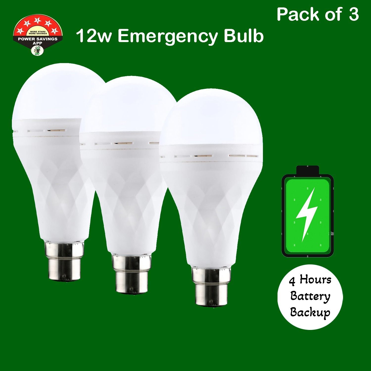 12W LED Emergency Inverter Bulb with 4H Rechargeable Battery Backup Pack of 3 3 hrs Bulb Emergency Light-image-11
