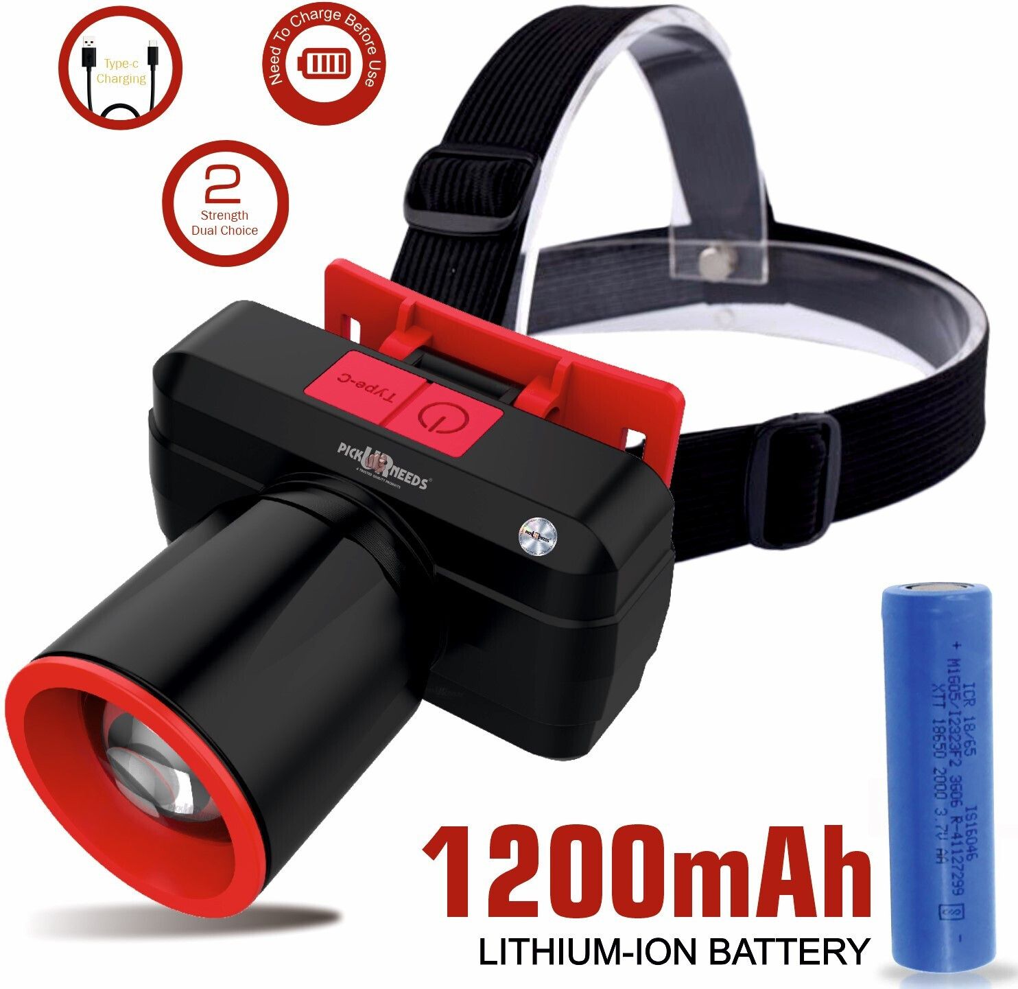 pick ur needs Zoomable Rechargeable 100W Bright LED Head Lamp 1200mAh Battery 3 hrs Torch Emergency Light-picture-18