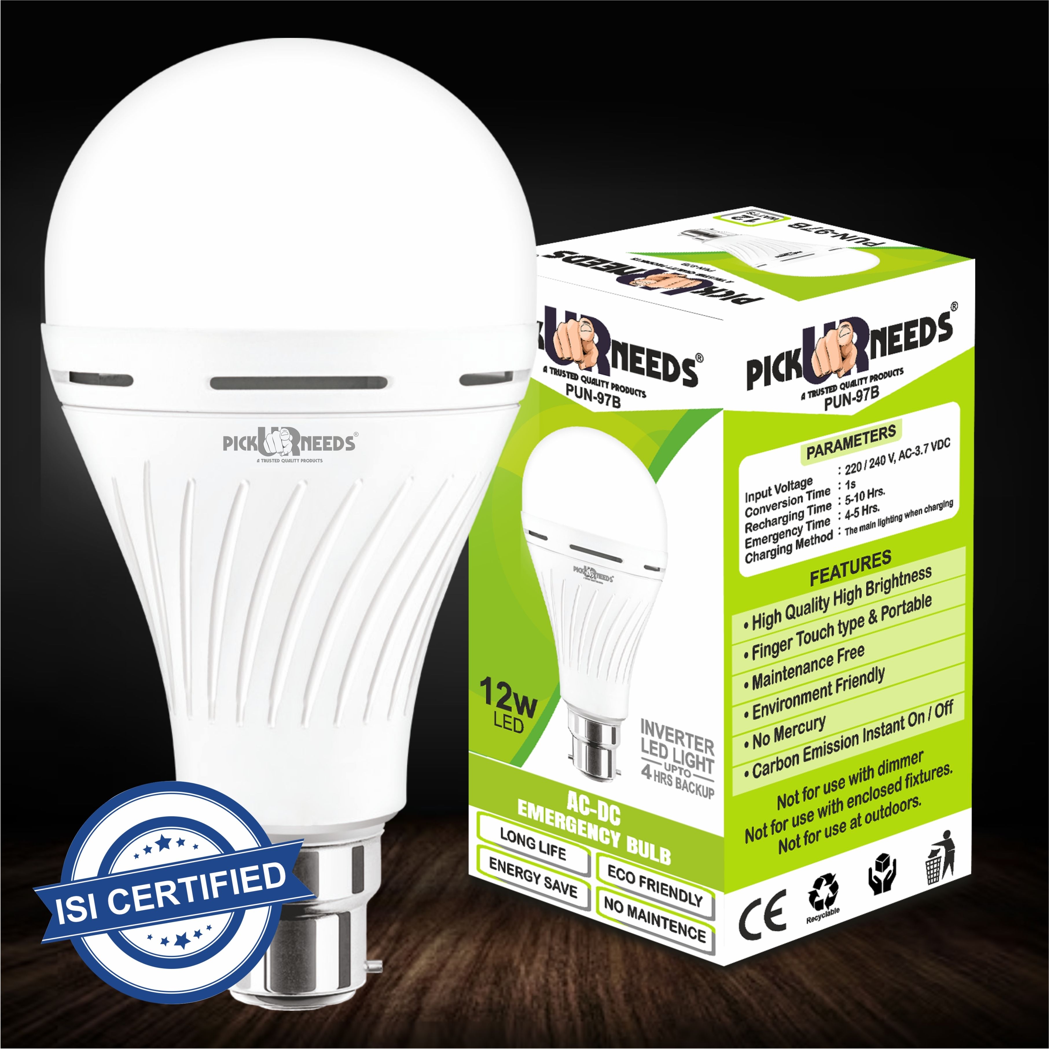 Rechargeable LED Inverter AC/DC Bulb 12W B22 D 4 hrs Bulb Emergency Light-image-29