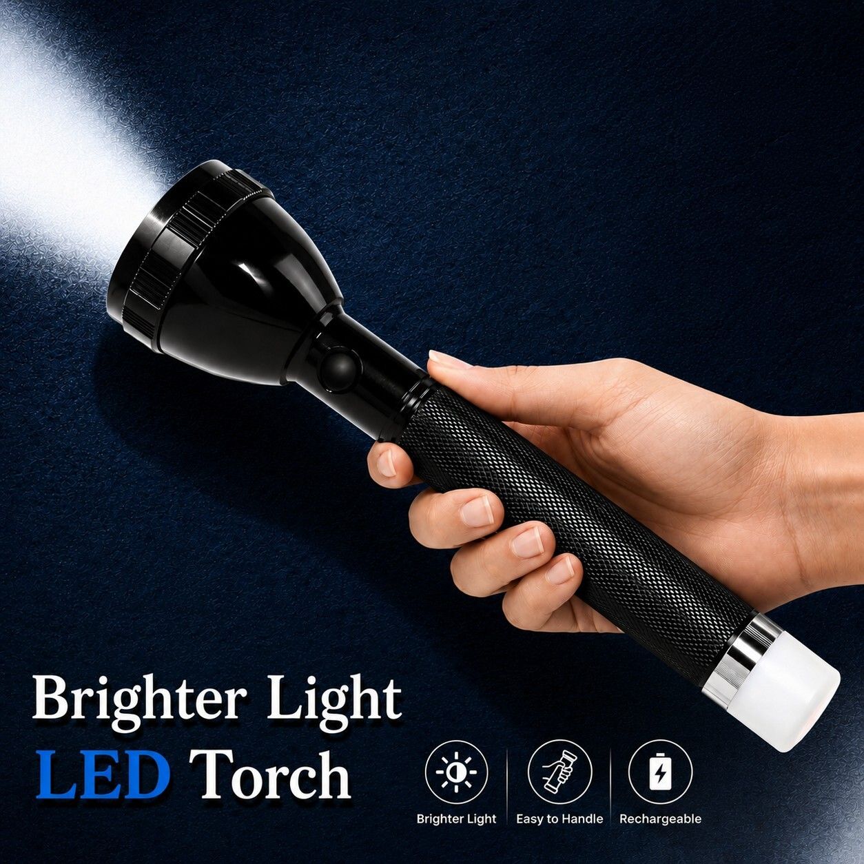 9050 Rechargeable Searchlight Torch with Dual Lighting Modes 8 hrs Torch Emergency Light-image-14