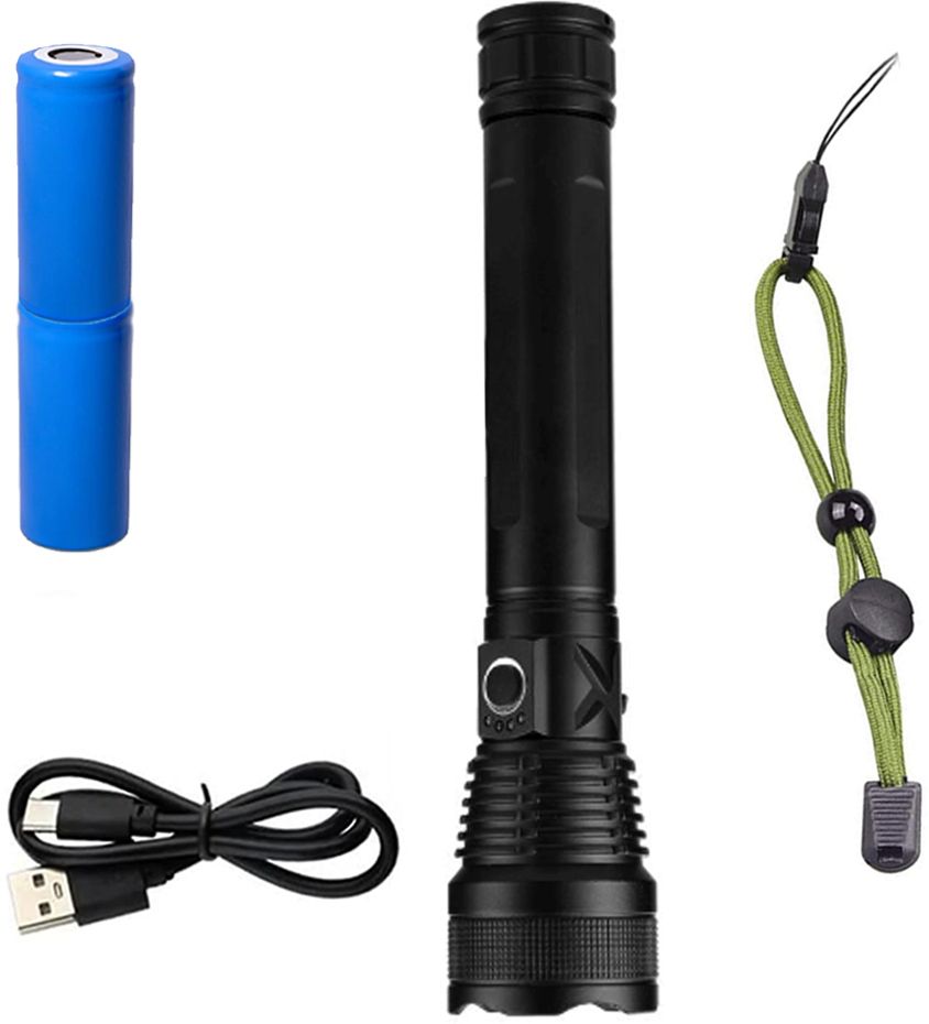 Flashlight, Super Bright Best qulity rechargeable long range 200W heavy duty 6 hrs Torch Emergency Light-image-45