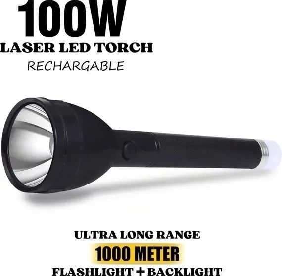 Rechargeable 3 Mode Long Range Upto 1KM Battery Backup 8 hrs Torch Emergency Light