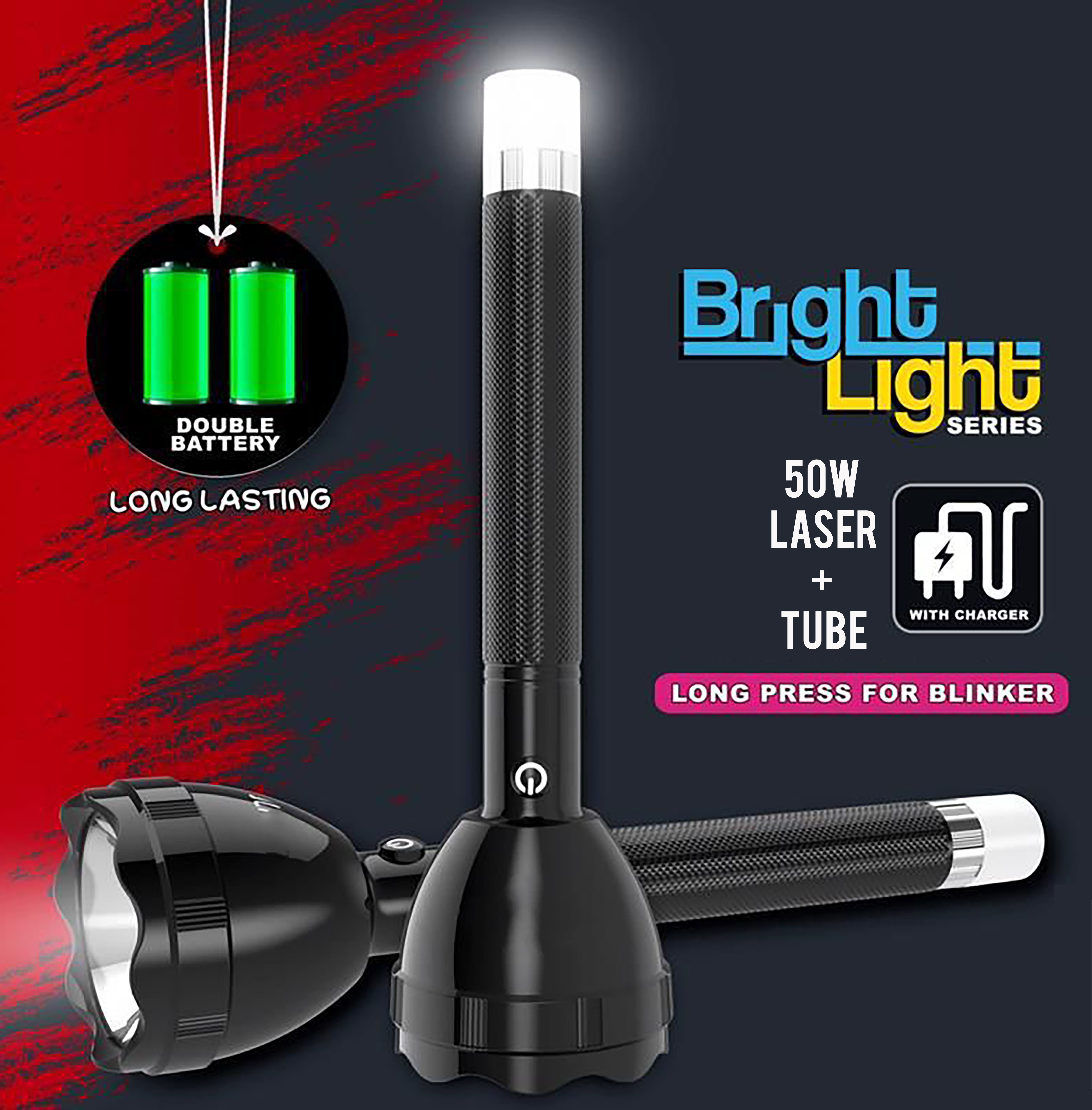 firstlike Dual Mode Power Full Led Rechargeable Long Range Torch Up to 1 Km With BackLight 8 hrs Torch Emergency Light-picture-14