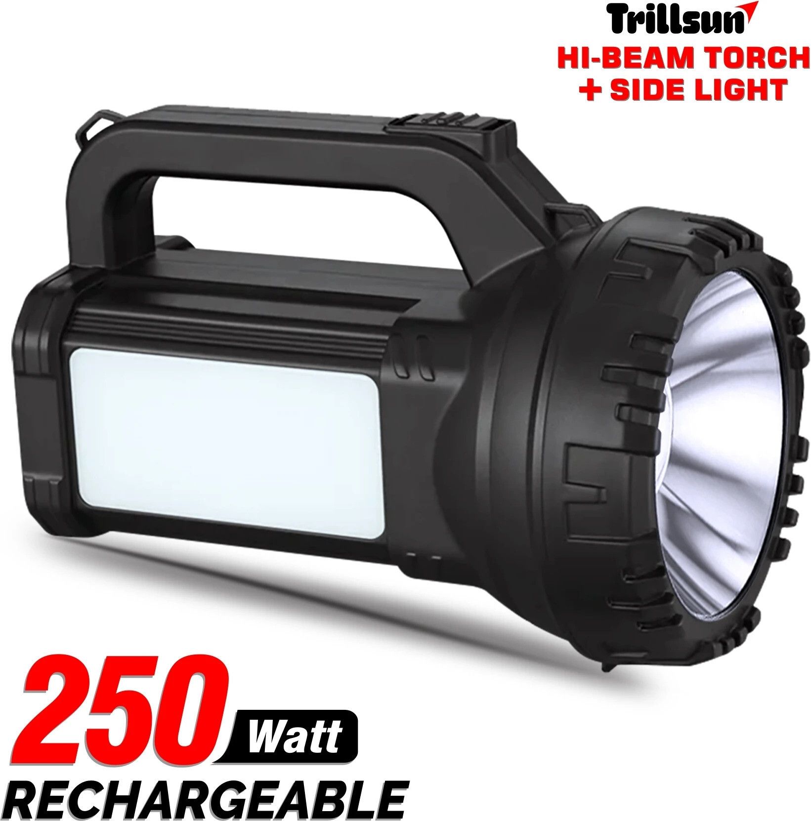 250W Laser LED Searchlight Torch + Side Light Tube Rechargeable 6 hrs Torch Emergency Light-image-35