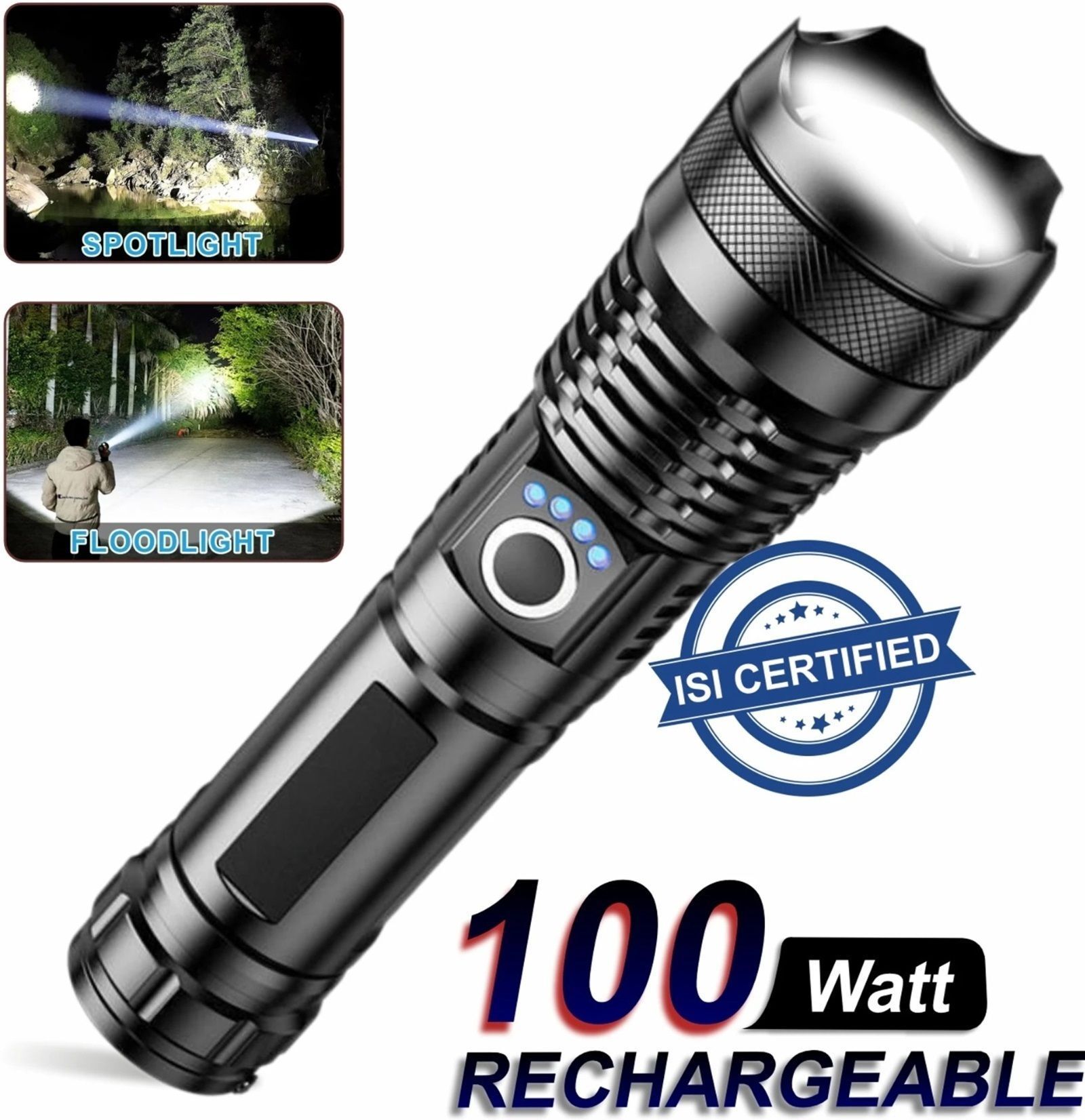 M983 Powerful LED Torch Light | Zoom Focus | Rechargeable Emergency Searchlight 10 hrs Torch Emergency Light