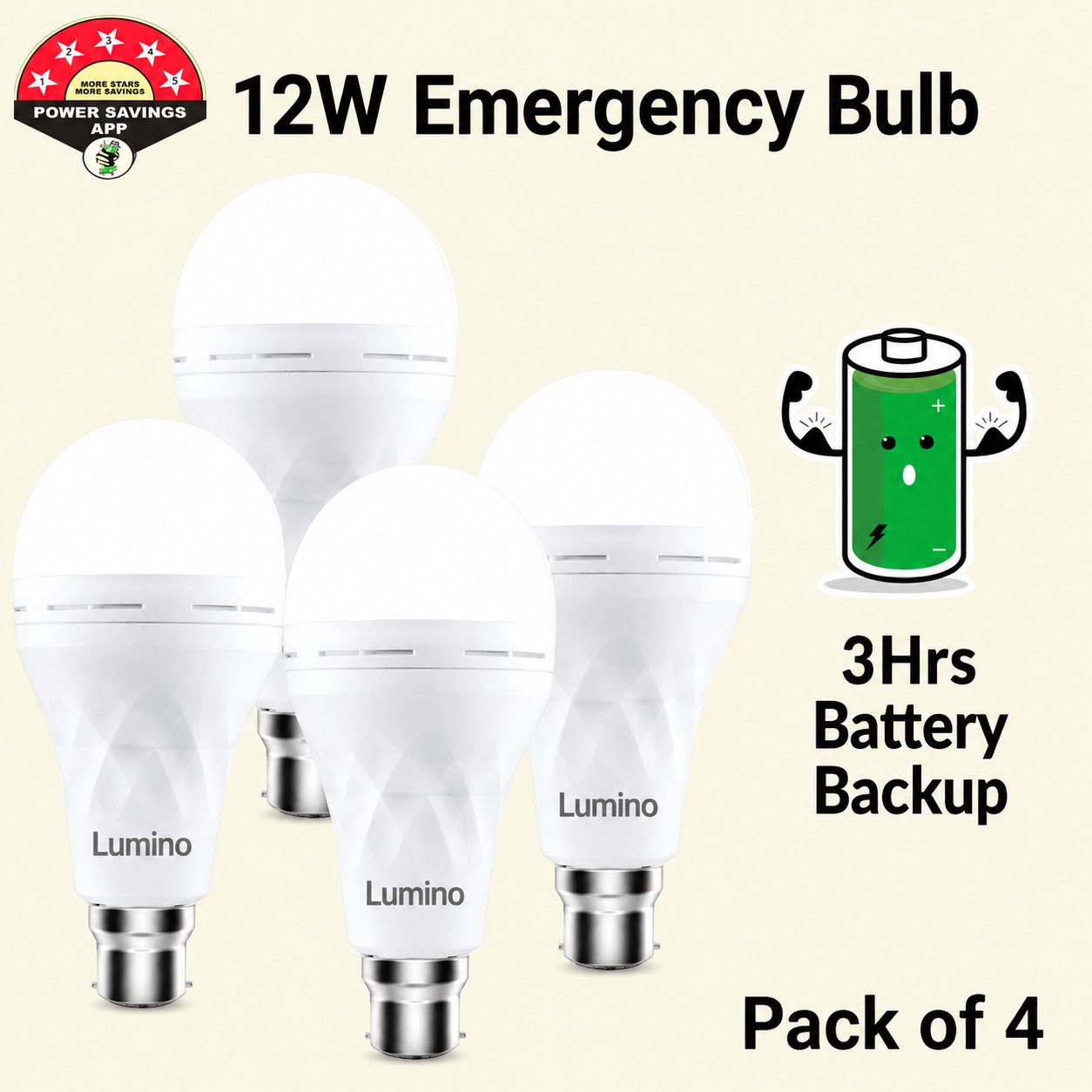 12 Watt Emergency Inverter Bulb with 4 Hour Backup | Pack of 4 4 hrs Bulb Emergency Light-image-12