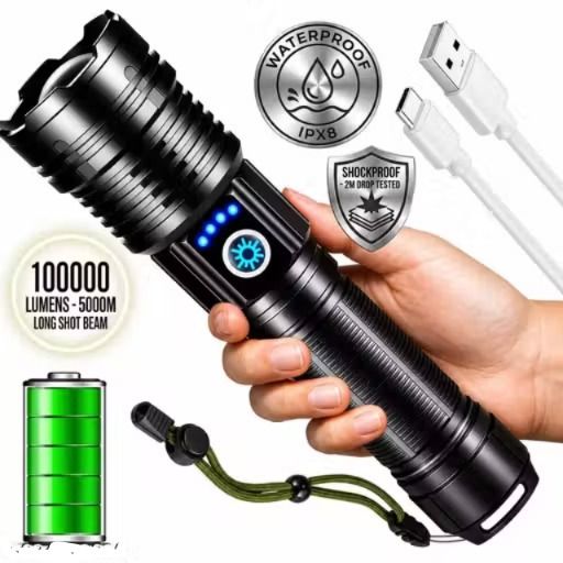 376Flash Light Led Torch Flashlight Bright Light Torch, XHP Hand Torch 6 hrs Torch Emergency Light-image-26