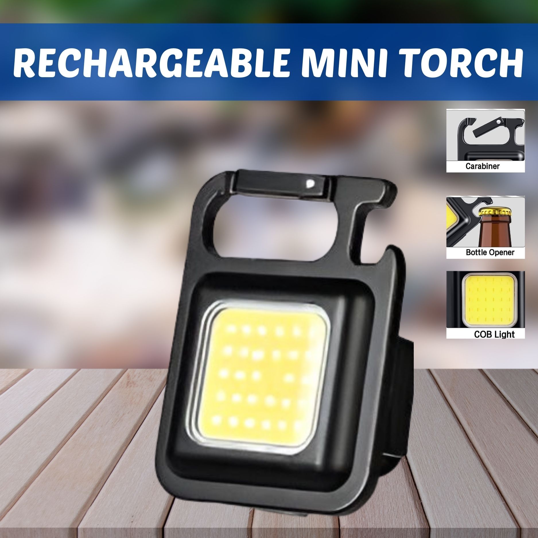 sacro Rechargeable Small (COBB Light) With Keychain and 4 Hours Battery LifeE302 4 hrs Torch Emergency Light-picture-45