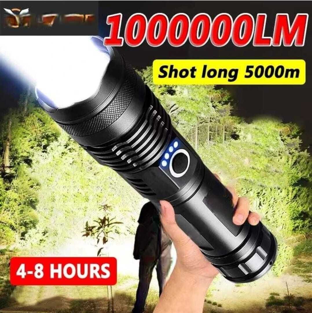 (ZOOMABLE METAL)5 Modes Flashlight, Super Bright 100W Light a 2 hrs Torch Emergency Light-image-36