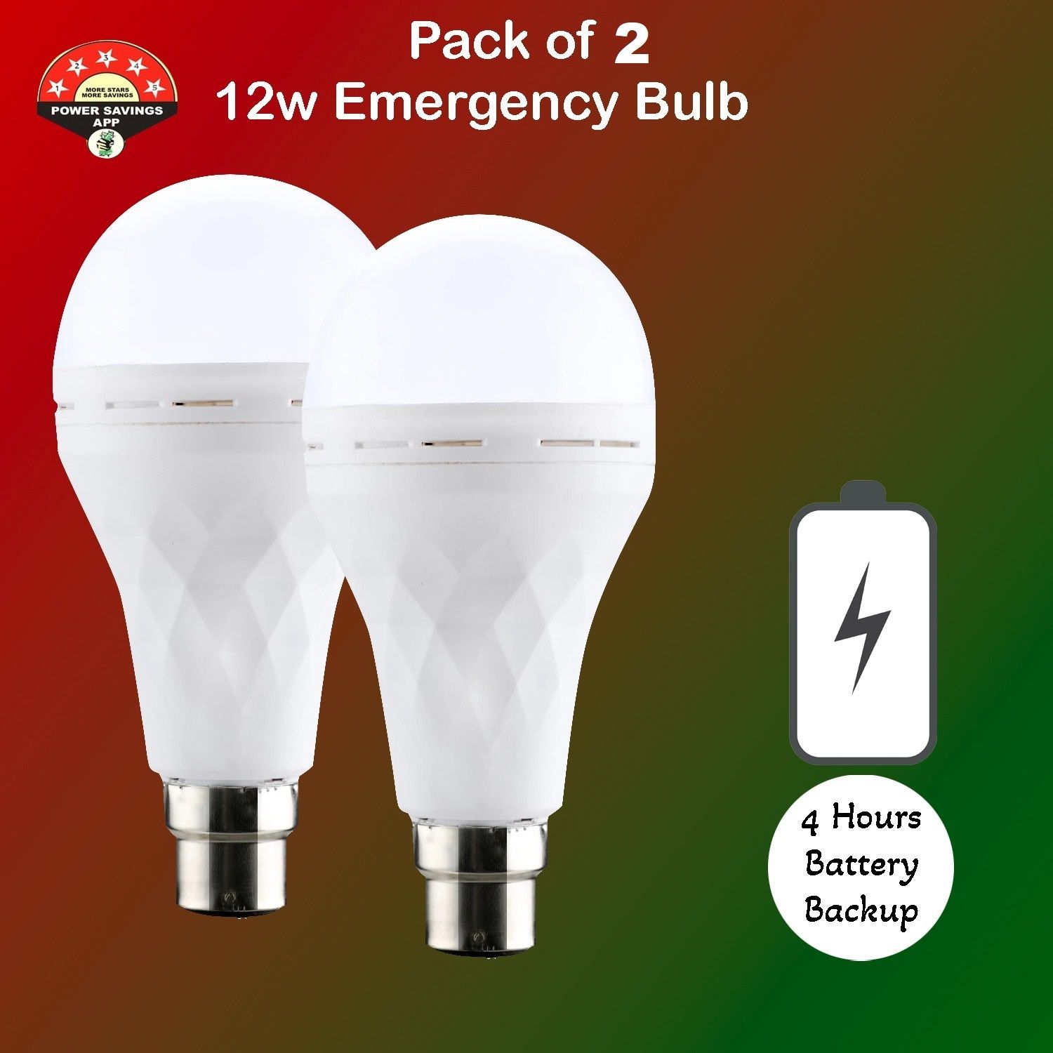 Emergency LED Bulb 12W Rechargeable with 4H Backup for Home Office Pack of 2 3 hrs Bulb Emergency Light-image-34