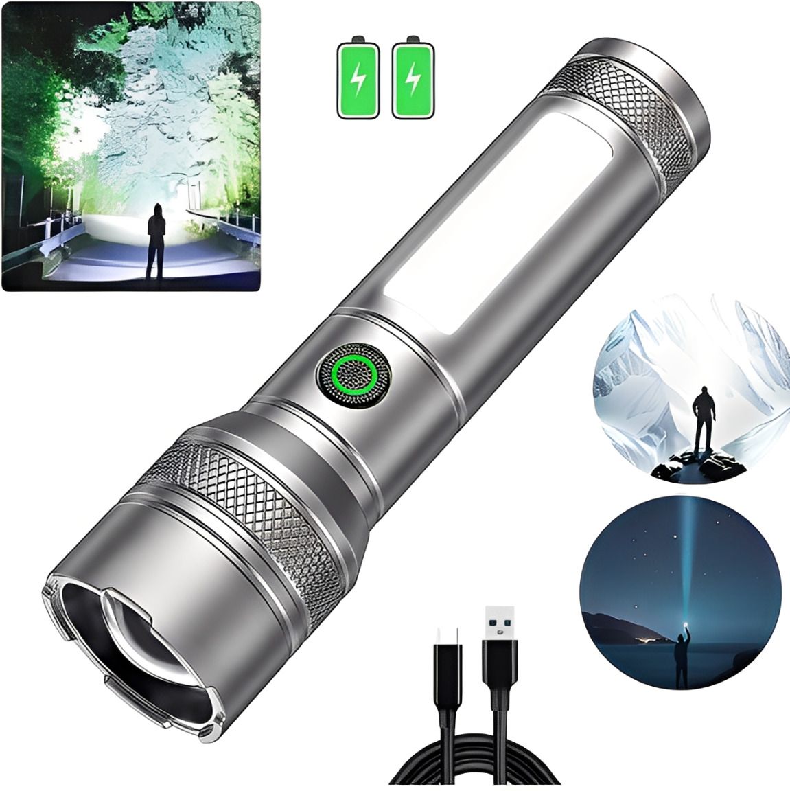 M15 Metal Led Light Long Range 1000 Meter|1 Km High Power Zoomable & Type-C Torch-image-21