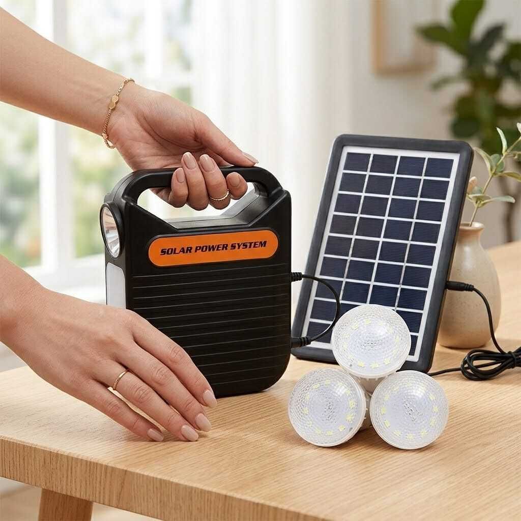 RL-1290 LED Portable Solar Inverter + 3 Bulb + Plate + Mobile Charging Cable 6 hrs Flood Lamp Emergency Light-image-12