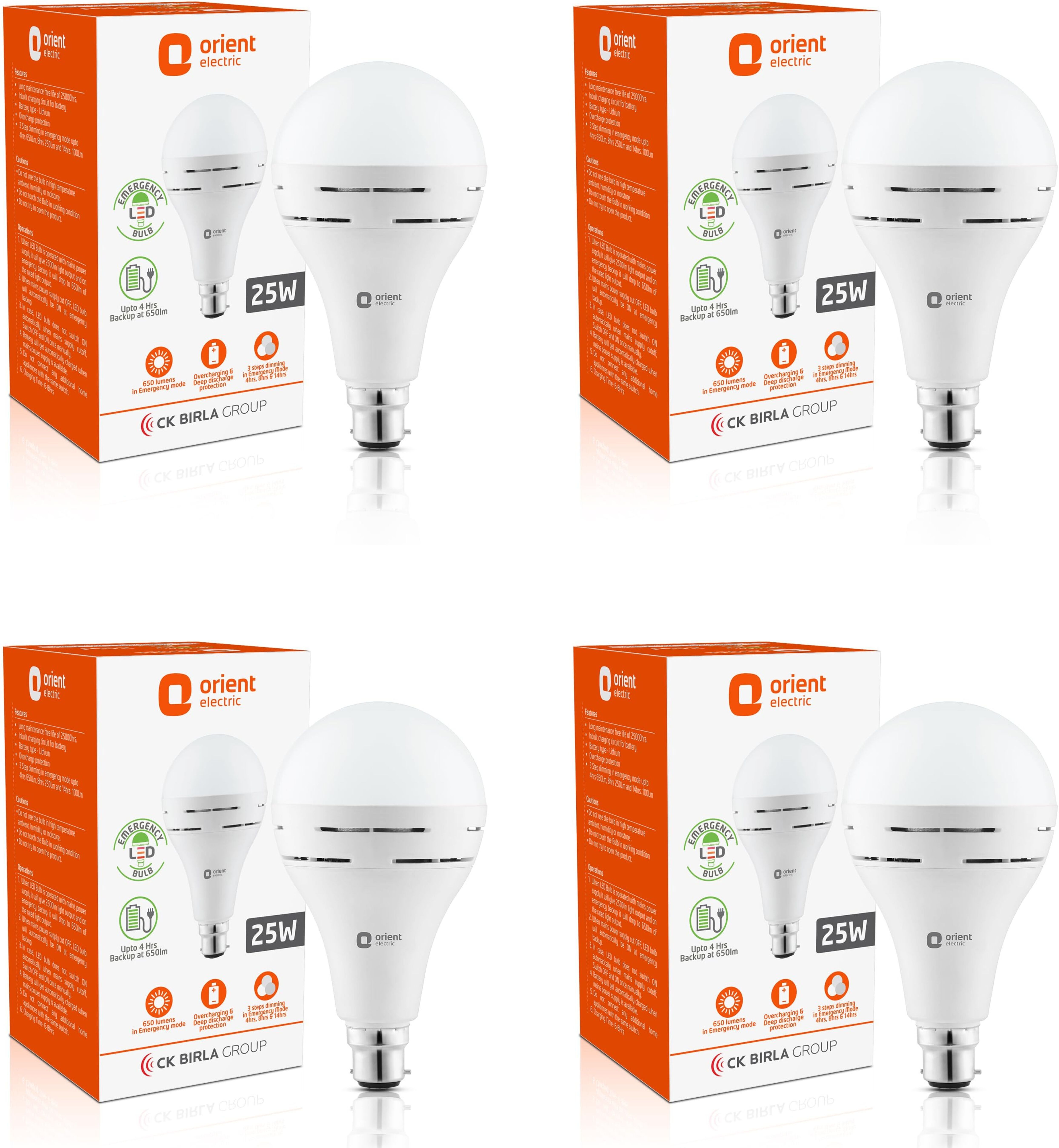 orient electric Eternal Emergency Lamp 25W, Pack of 4 - Cool White 4 hrs Bulb Emergency Light-picture-12