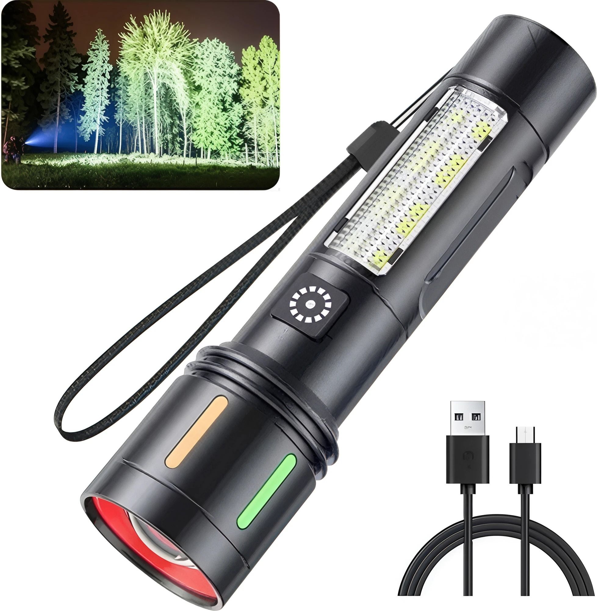 Metal Led Torch Light Long Range 1 Km With Type C Charging & 2 in 1 Functions 8 hrs Torch Emergency Light