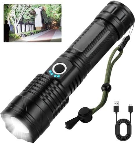 aubade M983 Metal Led Light Long Range 1000 Meter|1 Km High Power Zoomable & Type-C 8 hrs Torch Emergency Light-picture-15