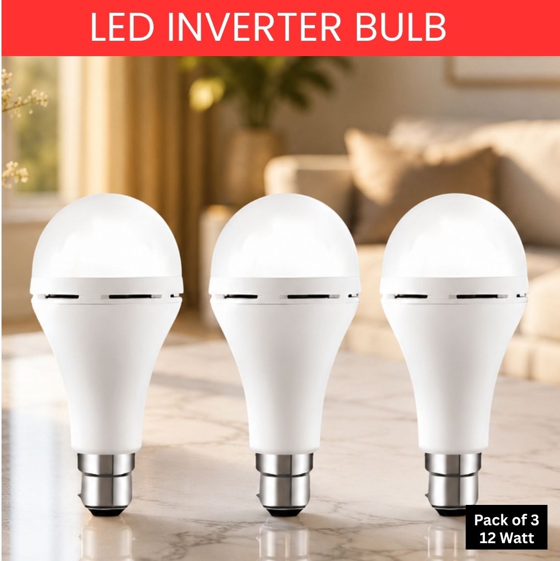 guggu Rechargeable Emergency LED Bulb, Power Cut Backup Light For Home Pack of-3 IU317 4 hrs Bulb Emergency Light-picture-3