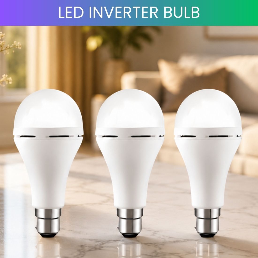 guggu Rechargeable LED Emergency Bulb, Inverter Backup Light for Home Pack of-3 XE347 4 hrs Bulb Emergency Light-picture-3