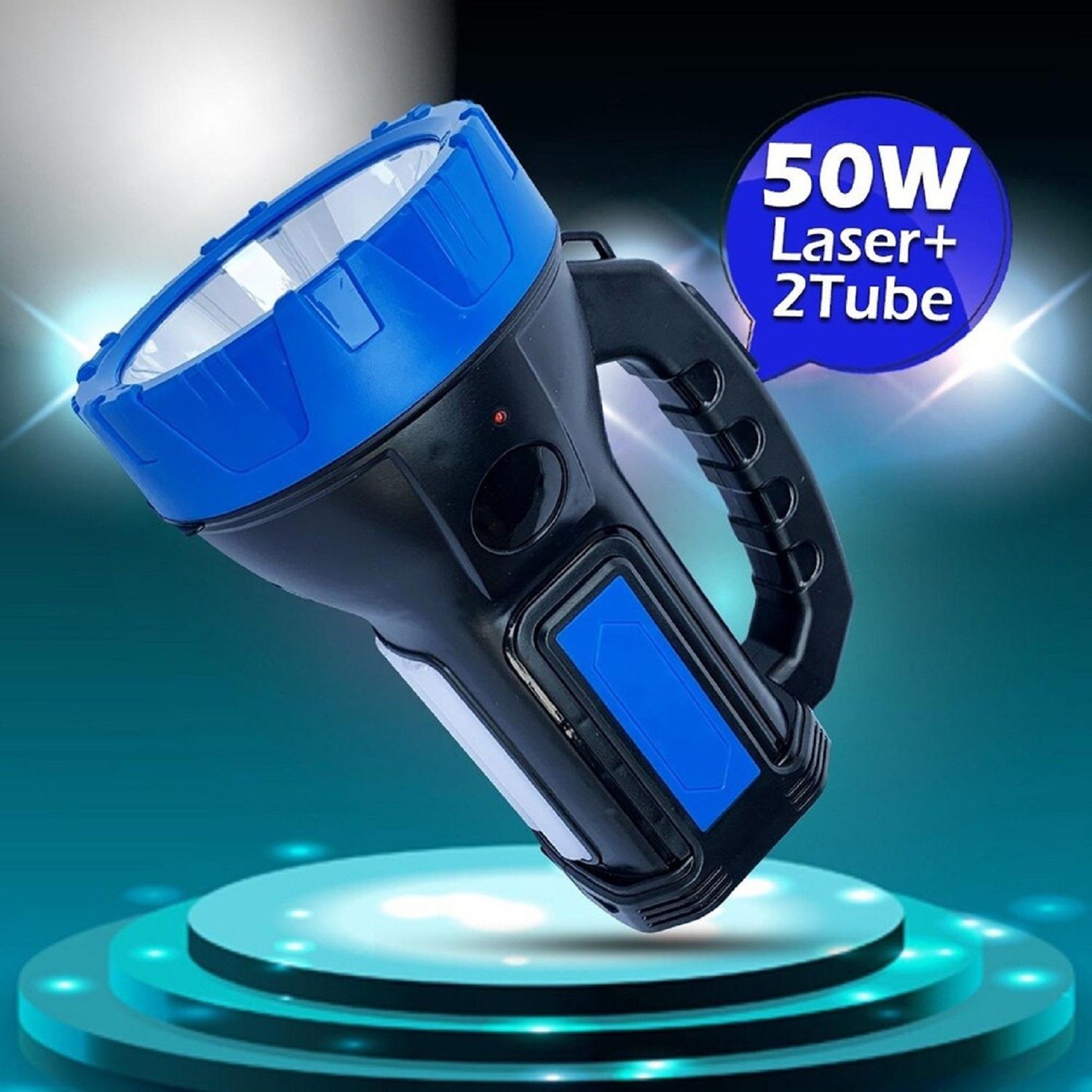akr Powerful Rechargeable 50W Long Range Search Light With 2 Mode Front + Side Tube 6 hrs Torch Emergency Light-picture-44
